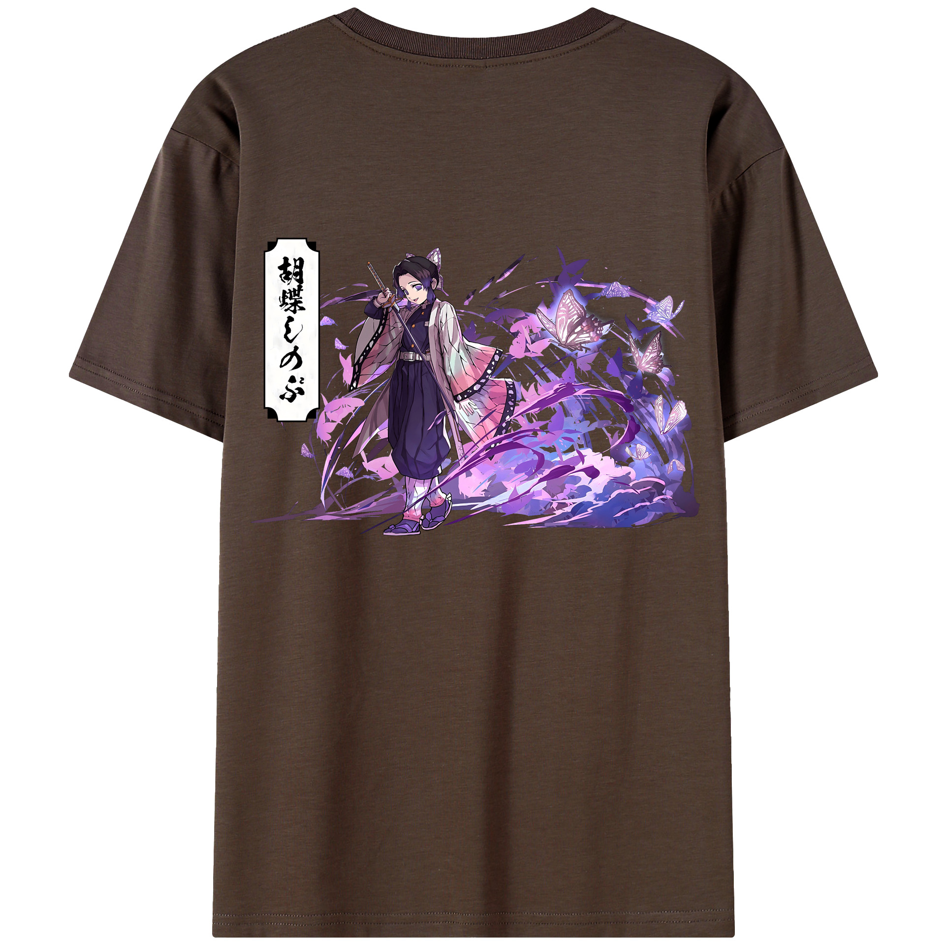 （画像用） 鬼滅の刃（きめつのやいば）蟲柱-胡蝶 しのぶ／こちょう しのぶ Kochou Shinobu 綿100％半袖Tシャツ（背面プリント）