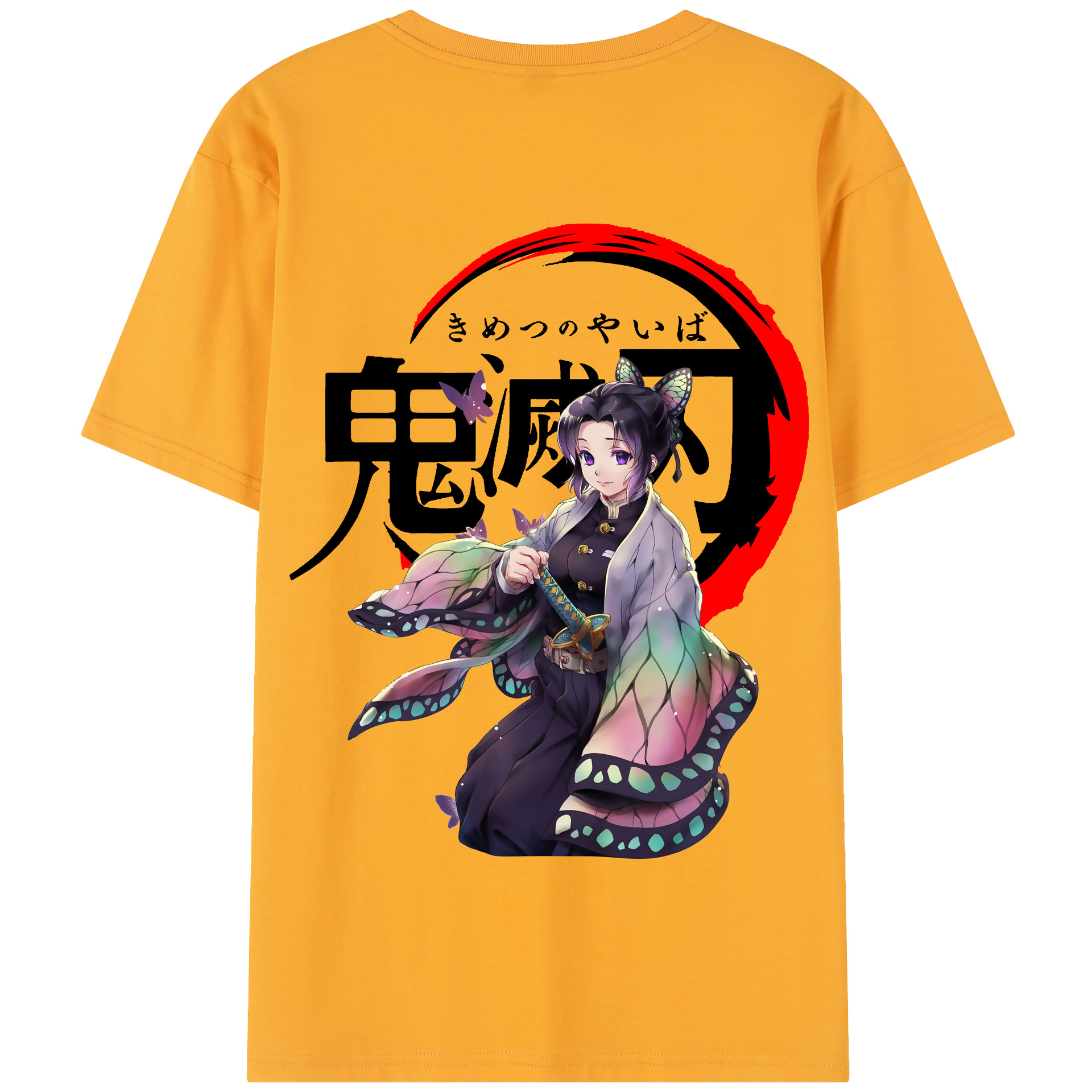 （画像用） 鬼滅の刃（きめつのやいば）蟲柱-胡蝶 しのぶ／こちょう しのぶ Kochou Shinobu 綿100％半袖Tシャツ（背面プリント）