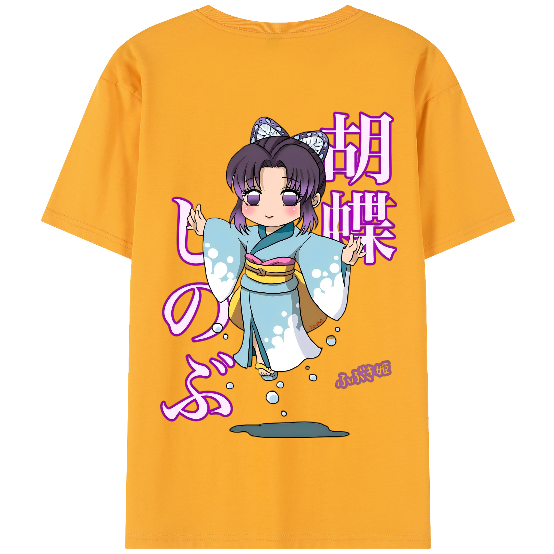 （画像用） 鬼滅の刃（きめつのやいば）蟲柱-胡蝶 しのぶ／こちょう しのぶ Kochou Shinobu 綿100％半袖Tシャツ（背面プリント）