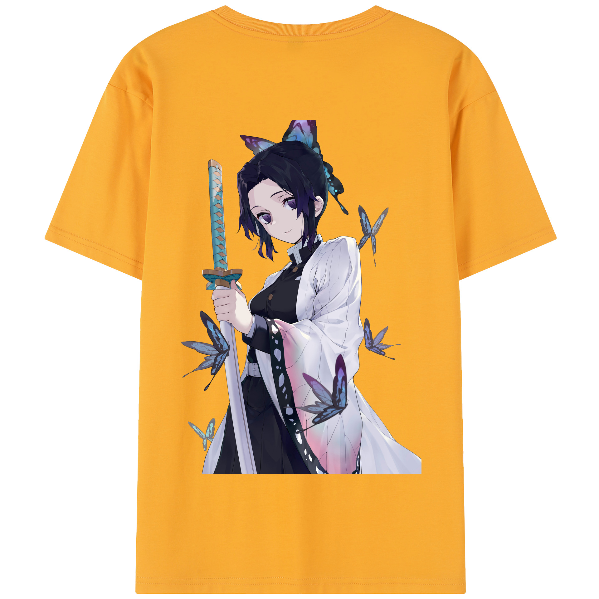 （画像用） 鬼滅の刃（きめつのやいば）蟲柱-胡蝶 しのぶ／こちょう しのぶ Kochou Shinobu 綿100％半袖Tシャツ（背面プリント）