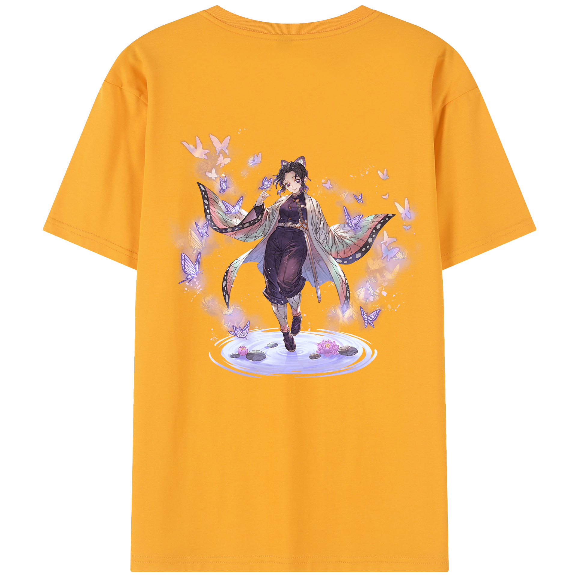 （画像用） 鬼滅の刃（きめつのやいば）蟲柱-胡蝶 しのぶ／こちょう しのぶ Kochou Shinobu 綿100％半袖Tシャツ（背面プリント）