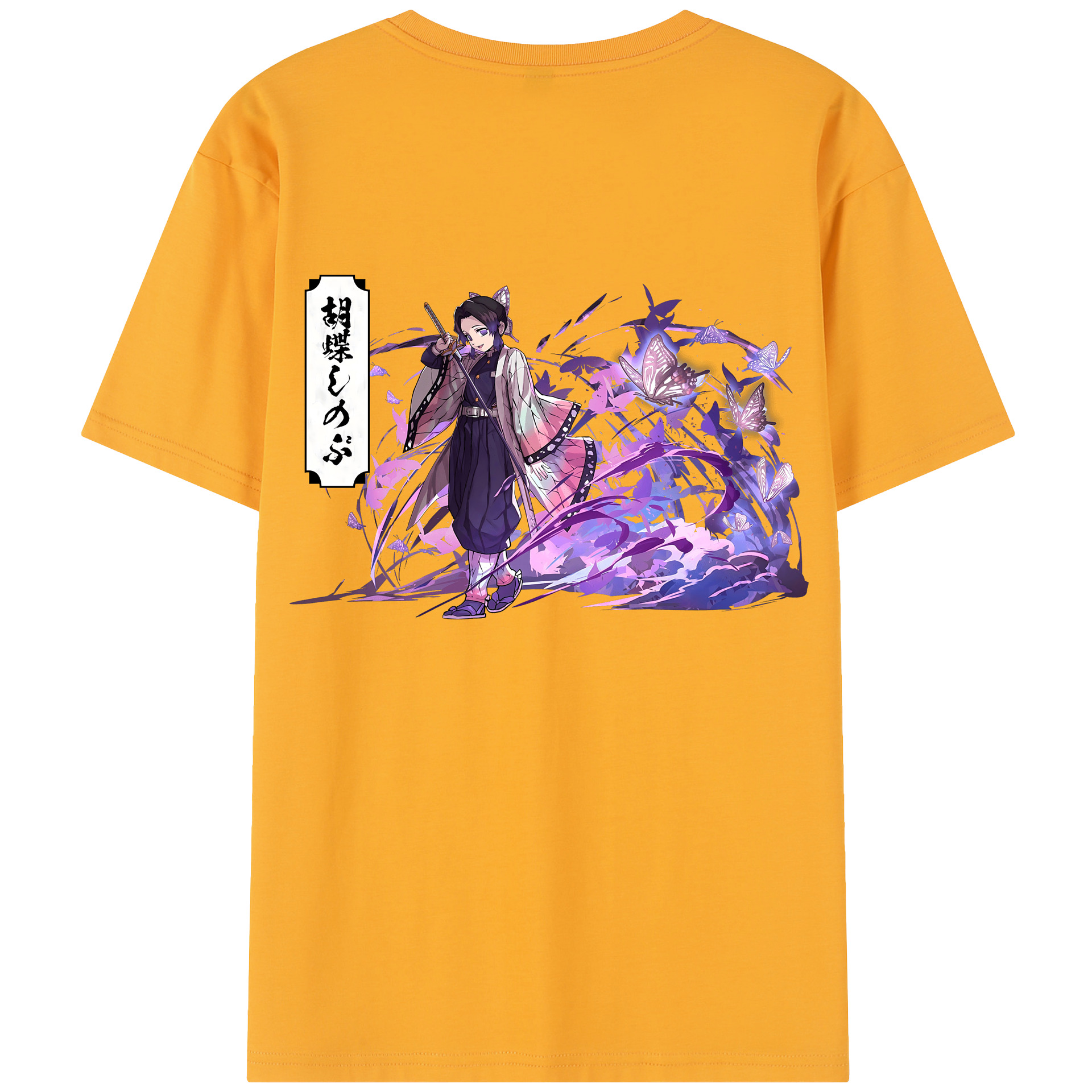 （画像用） 鬼滅の刃（きめつのやいば）蟲柱-胡蝶 しのぶ／こちょう しのぶ Kochou Shinobu 綿100％半袖Tシャツ（背面プリント）