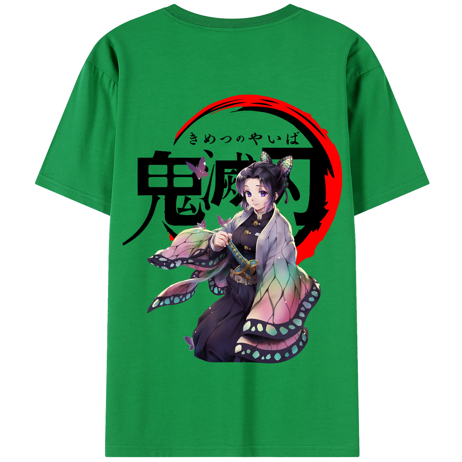 （画像用） 鬼滅の刃（きめつのやいば）蟲柱-胡蝶 しのぶ／こちょう しのぶ Kochou Shinobu 綿100％半袖Tシャツ（背面プリント）