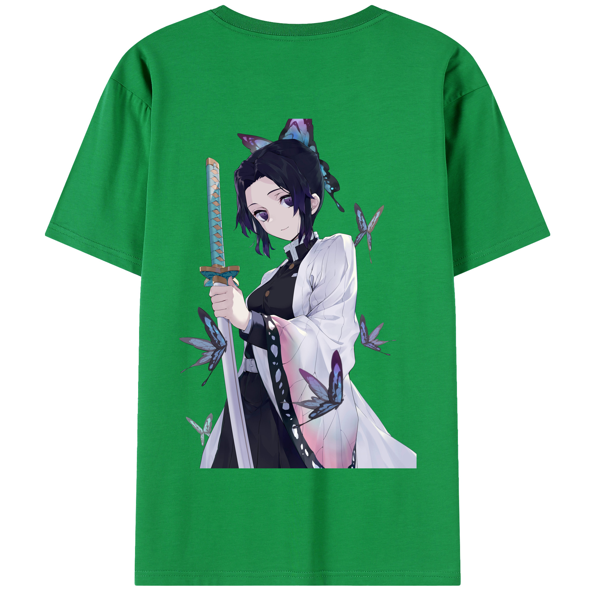 （画像用） 鬼滅の刃（きめつのやいば）蟲柱-胡蝶 しのぶ／こちょう しのぶ Kochou Shinobu 綿100％半袖Tシャツ（背面プリント）