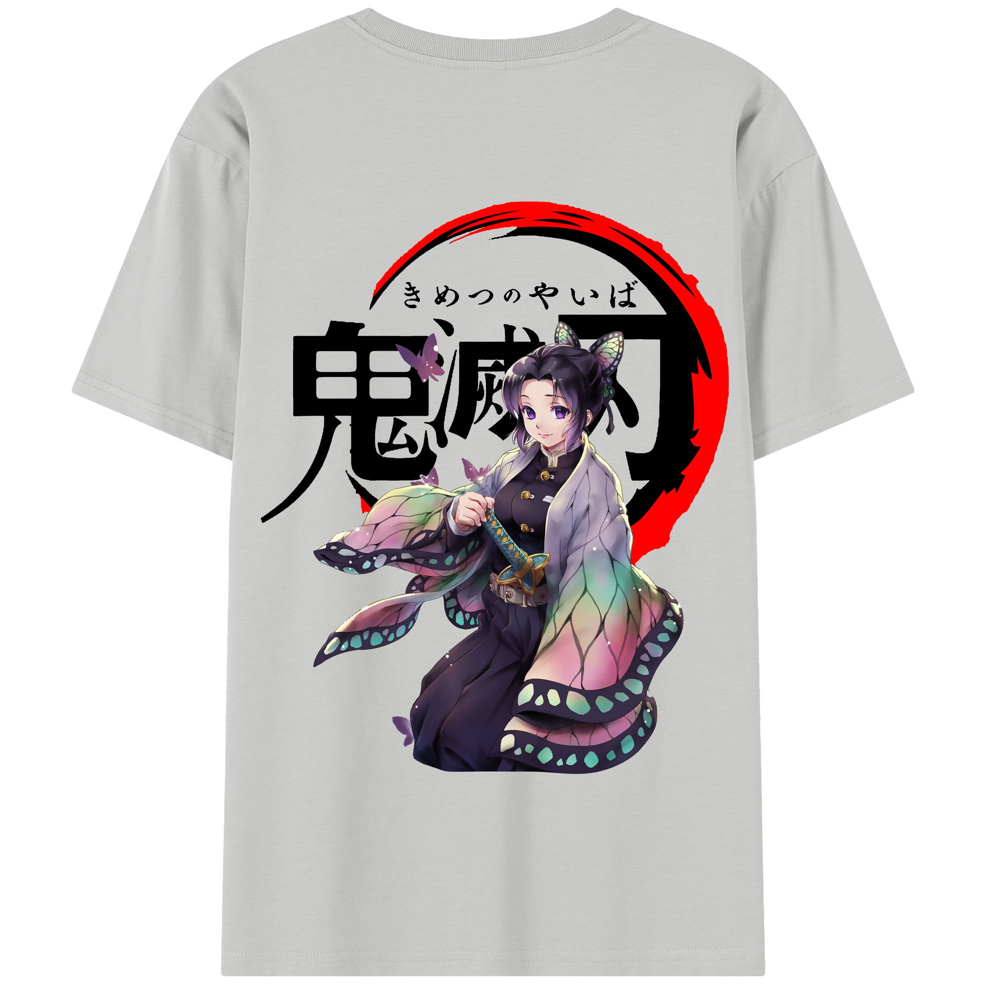 （画像用） 鬼滅の刃（きめつのやいば）蟲柱-胡蝶 しのぶ／こちょう しのぶ Kochou Shinobu 綿100％半袖Tシャツ（背面プリント）