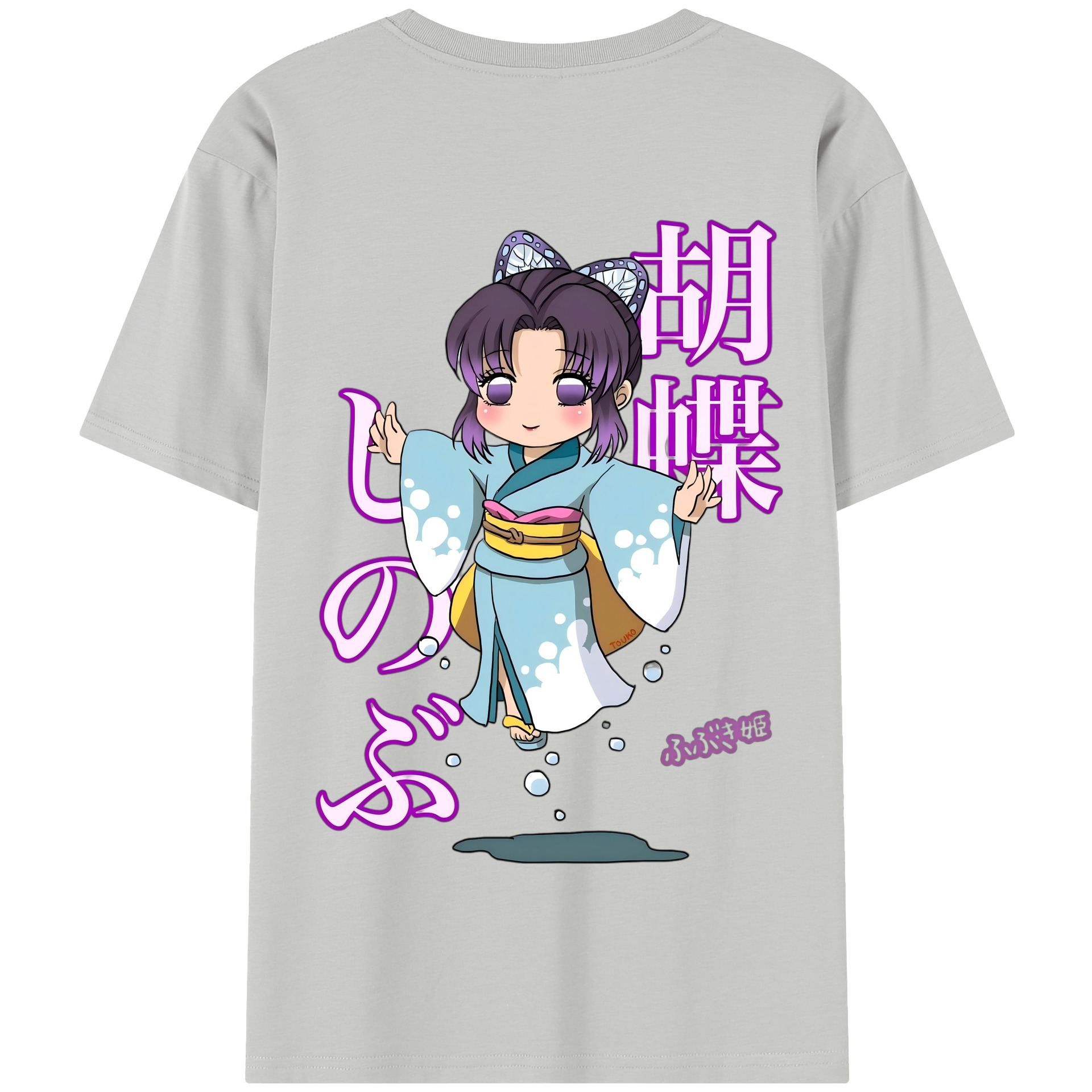 （画像用） 鬼滅の刃（きめつのやいば）蟲柱-胡蝶 しのぶ／こちょう しのぶ Kochou Shinobu 綿100％半袖Tシャツ（背面プリント）