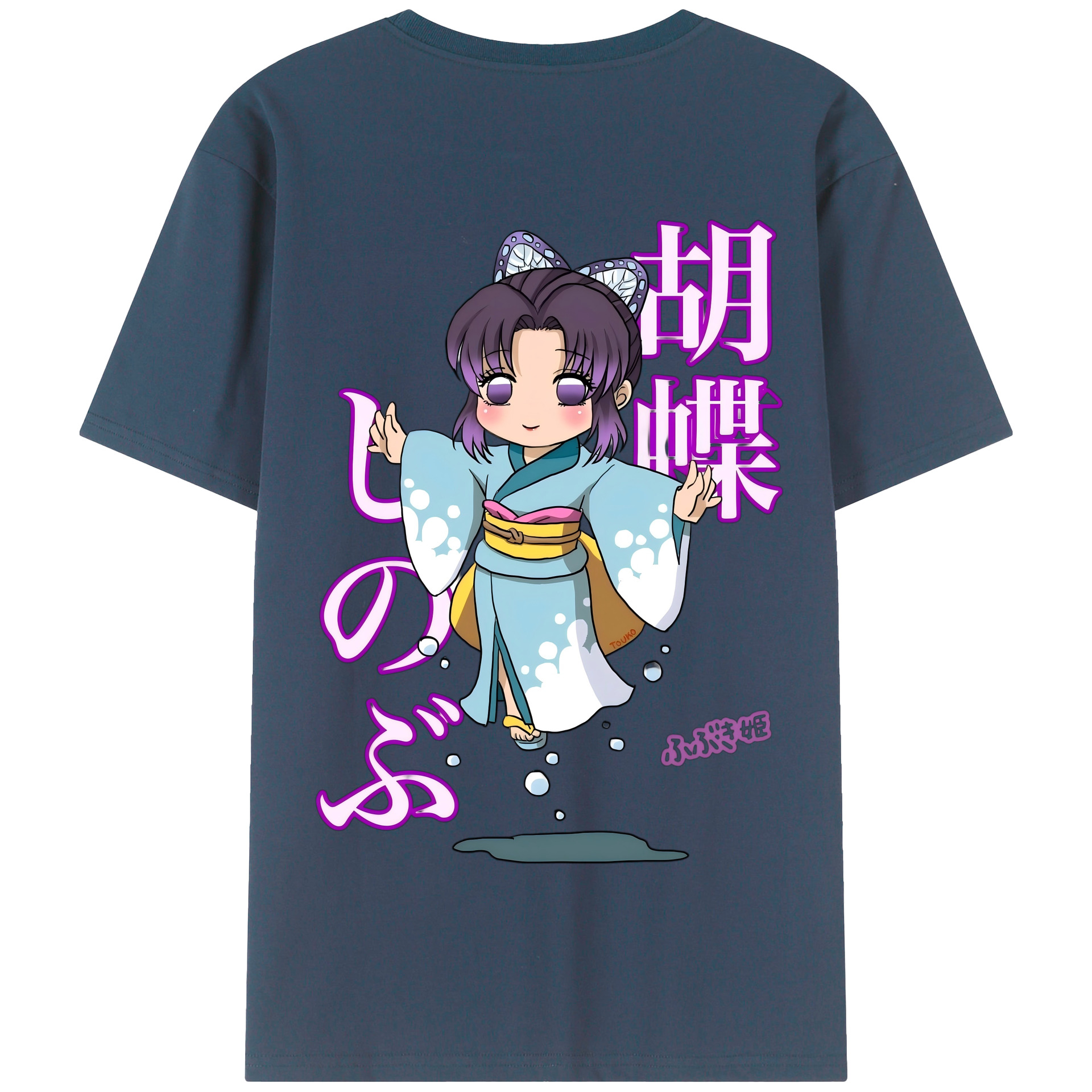（画像用） 鬼滅の刃（きめつのやいば）蟲柱-胡蝶 しのぶ／こちょう しのぶ Kochou Shinobu 綿100％半袖Tシャツ（背面プリント）
