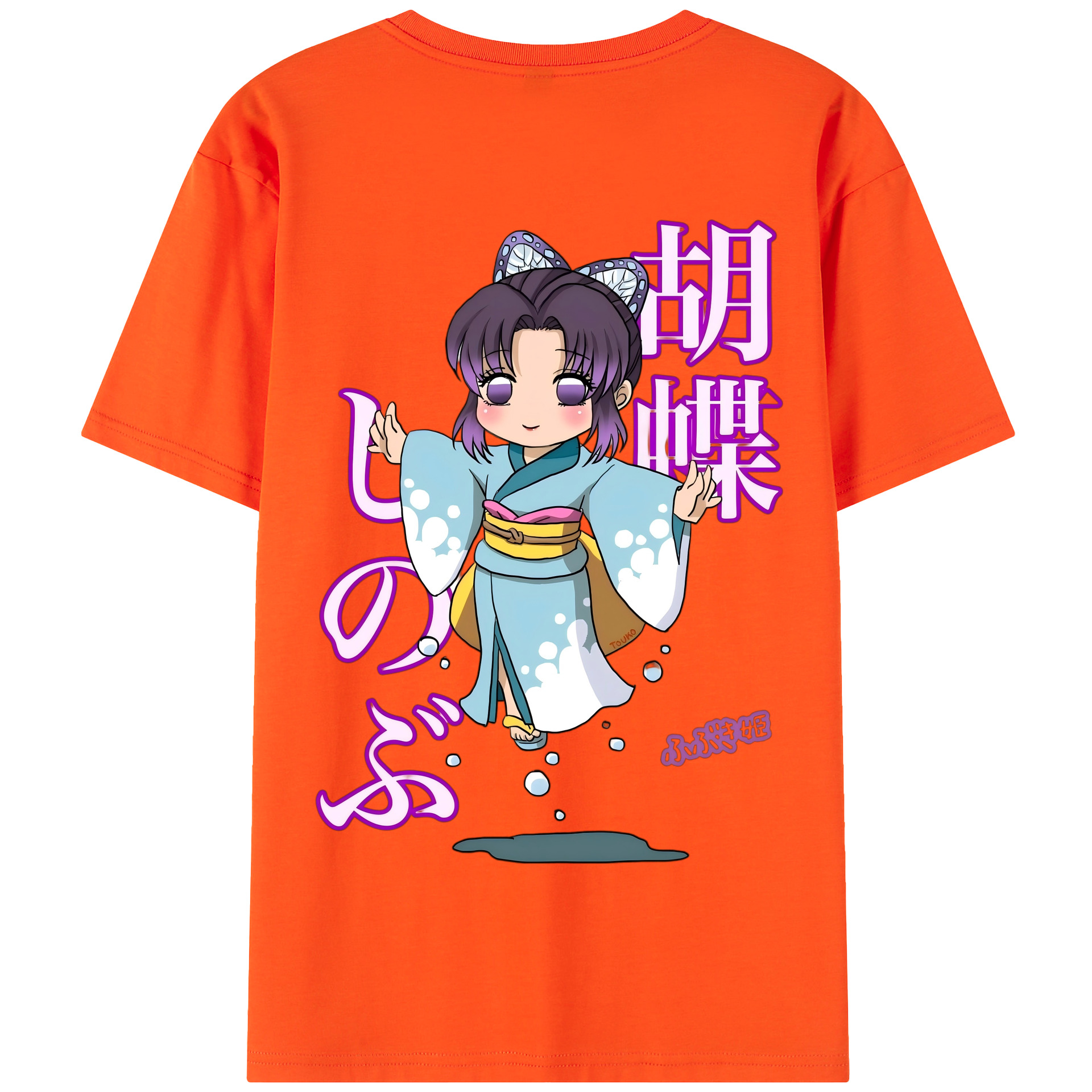 （画像用） 鬼滅の刃（きめつのやいば）蟲柱-胡蝶 しのぶ／こちょう しのぶ Kochou Shinobu 綿100％半袖Tシャツ（背面プリント）