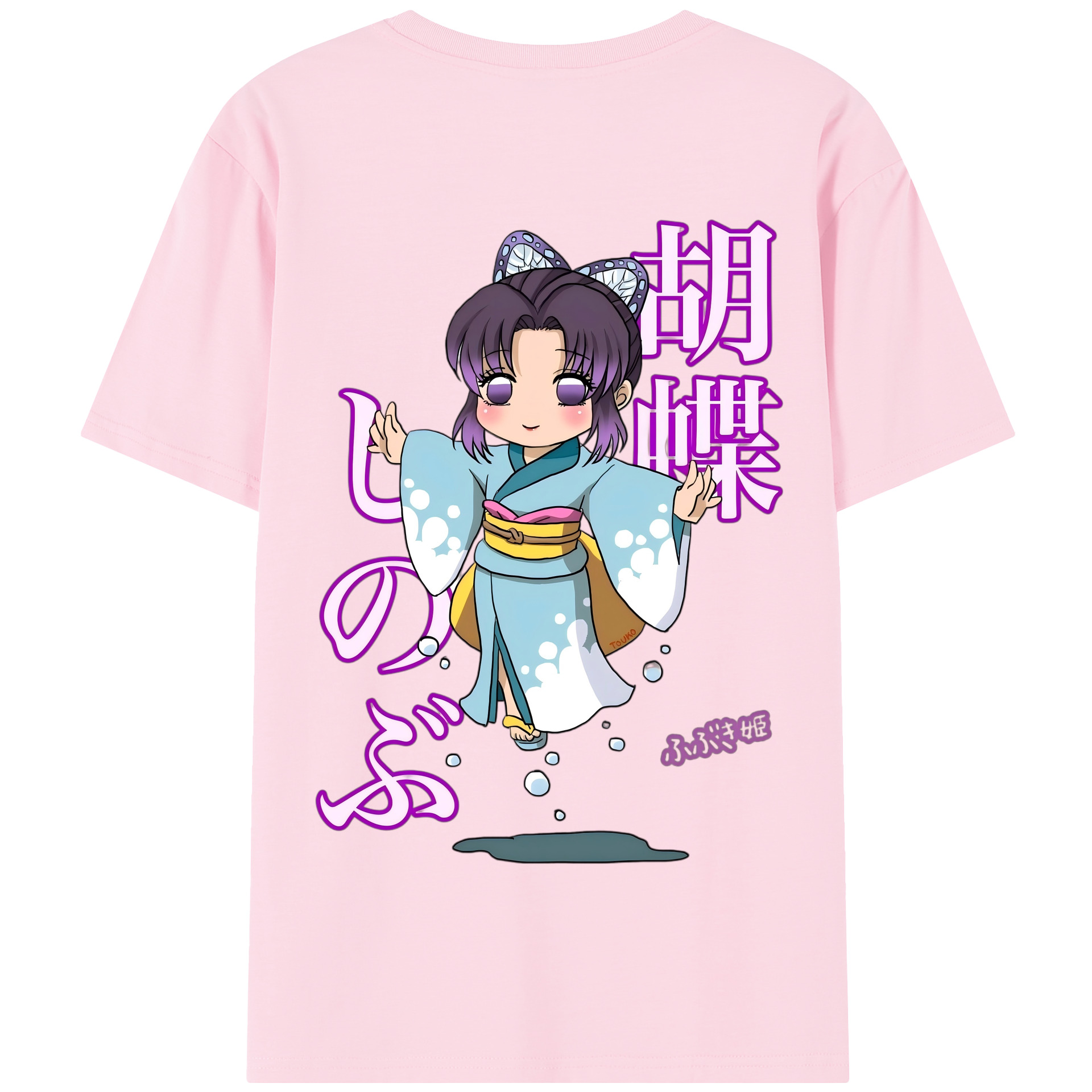 （画像用） 鬼滅の刃（きめつのやいば）蟲柱-胡蝶 しのぶ／こちょう しのぶ Kochou Shinobu 綿100％半袖Tシャツ（背面プリント）