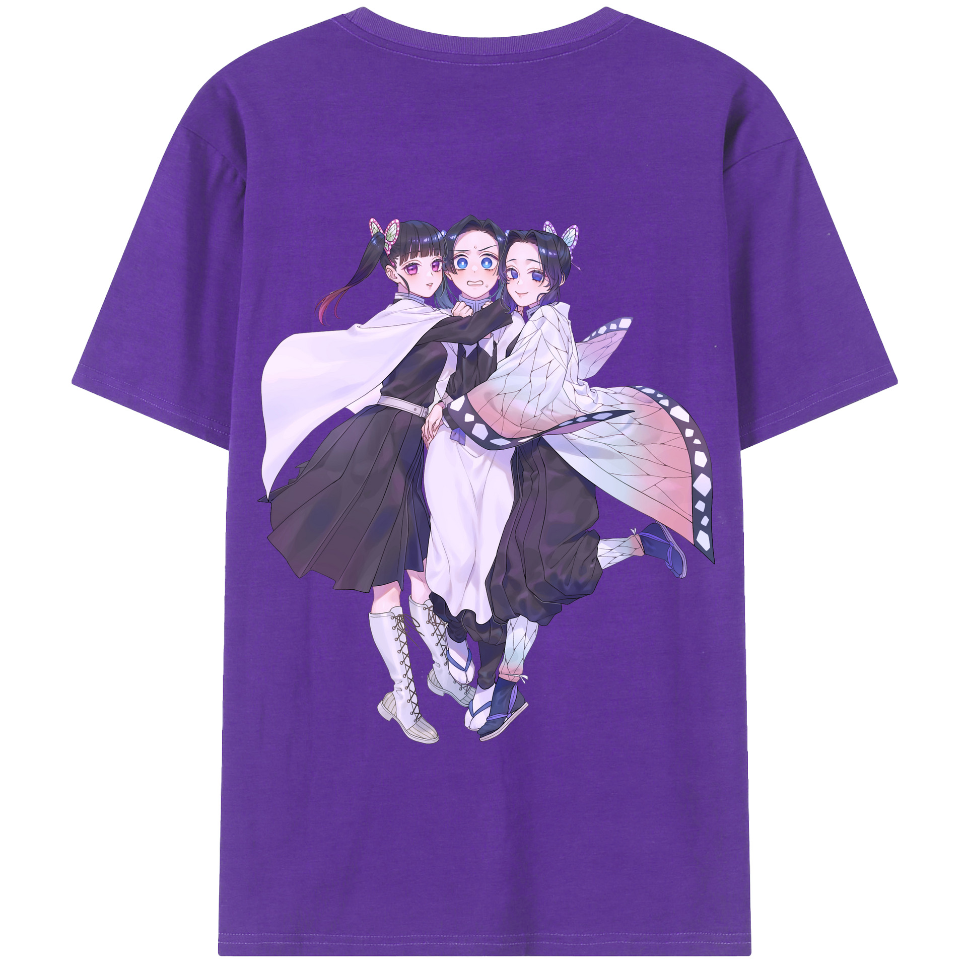（画像用） 鬼滅の刃（きめつのやいば）蟲柱-胡蝶 しのぶ／こちょう しのぶ Kochou Shinobu 綿100％半袖Tシャツ（背面プリント）