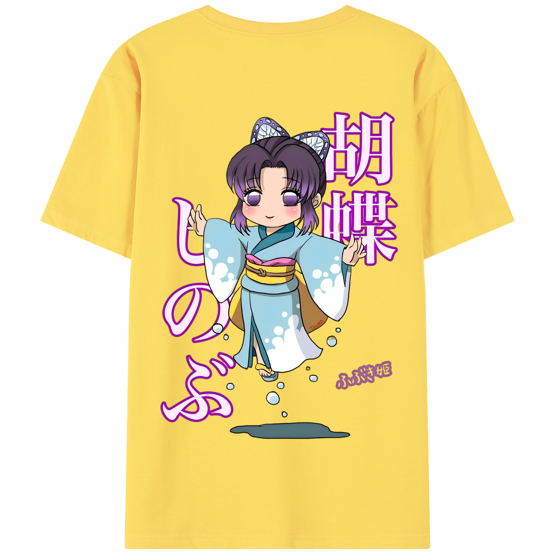 （画像用） 鬼滅の刃（きめつのやいば）蟲柱-胡蝶 しのぶ／こちょう しのぶ Kochou Shinobu 綿100％半袖Tシャツ（背面プリント）
