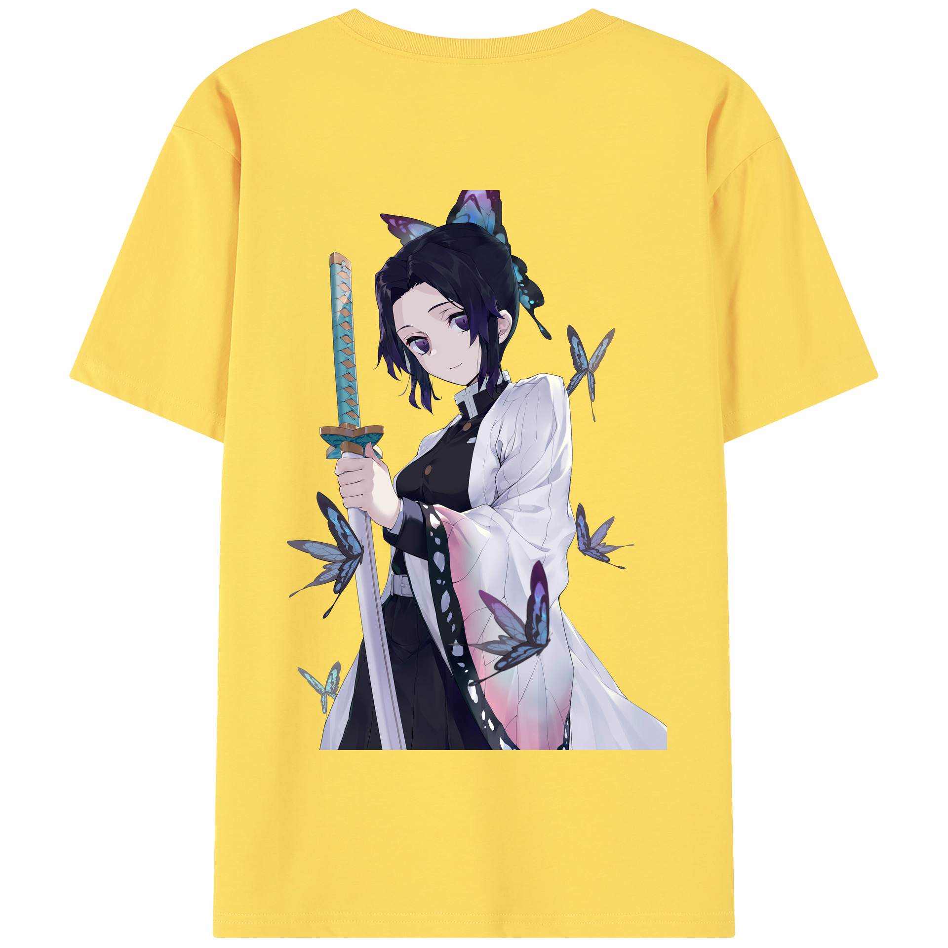 （画像用） 鬼滅の刃（きめつのやいば）蟲柱-胡蝶 しのぶ／こちょう しのぶ Kochou Shinobu 綿100％半袖Tシャツ（背面プリント）