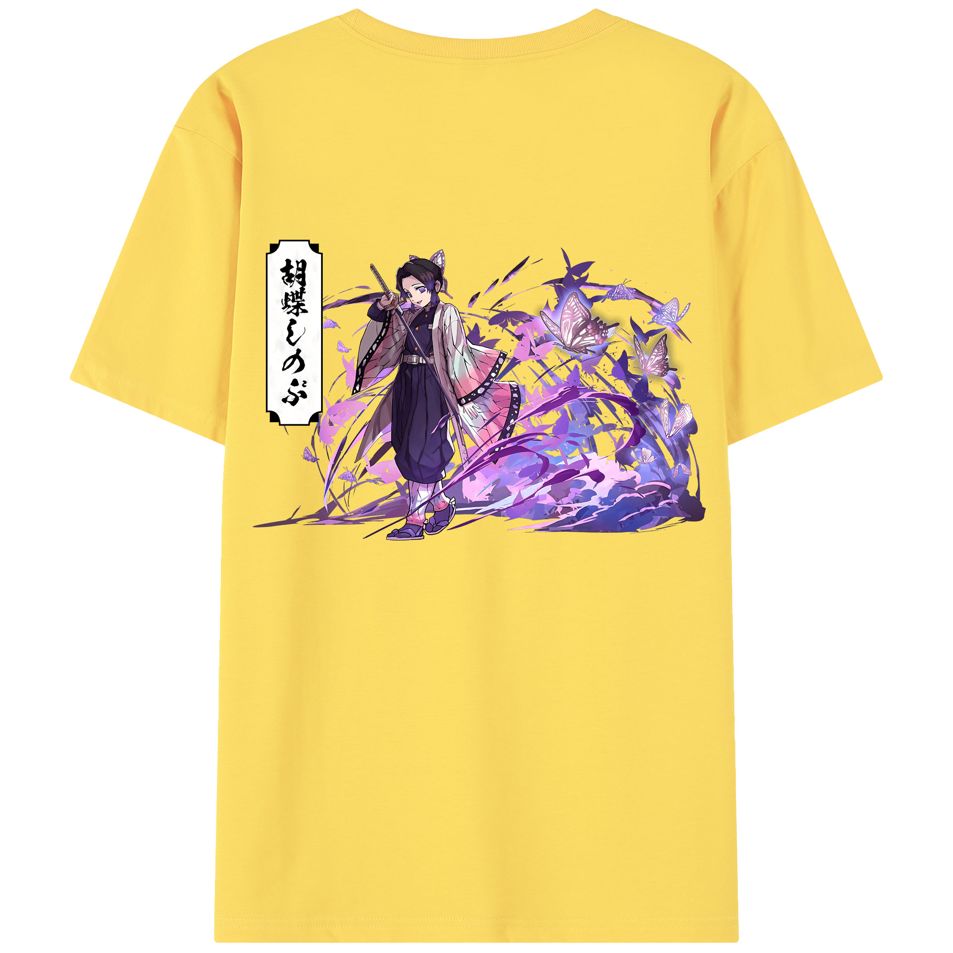（画像用） 鬼滅の刃（きめつのやいば）蟲柱-胡蝶 しのぶ／こちょう しのぶ Kochou Shinobu 綿100％半袖Tシャツ（背面プリント）