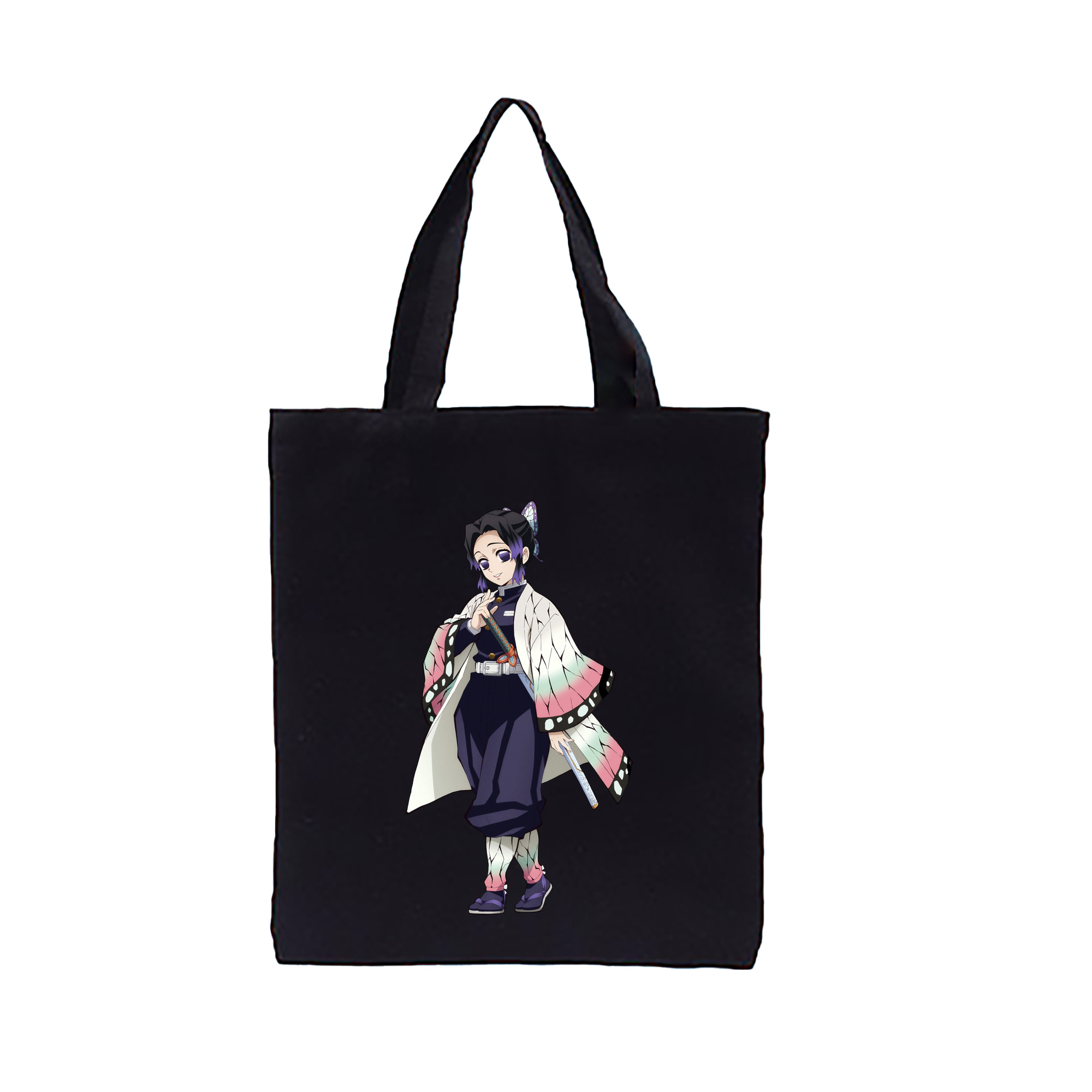 （画像用） 鬼滅の刃（きめつのやいば）蟲柱-胡蝶 しのぶ／こちょう しのぶ Kochou Shinobu 縦型キャンバス生地手提げバッグ　トートバッグ