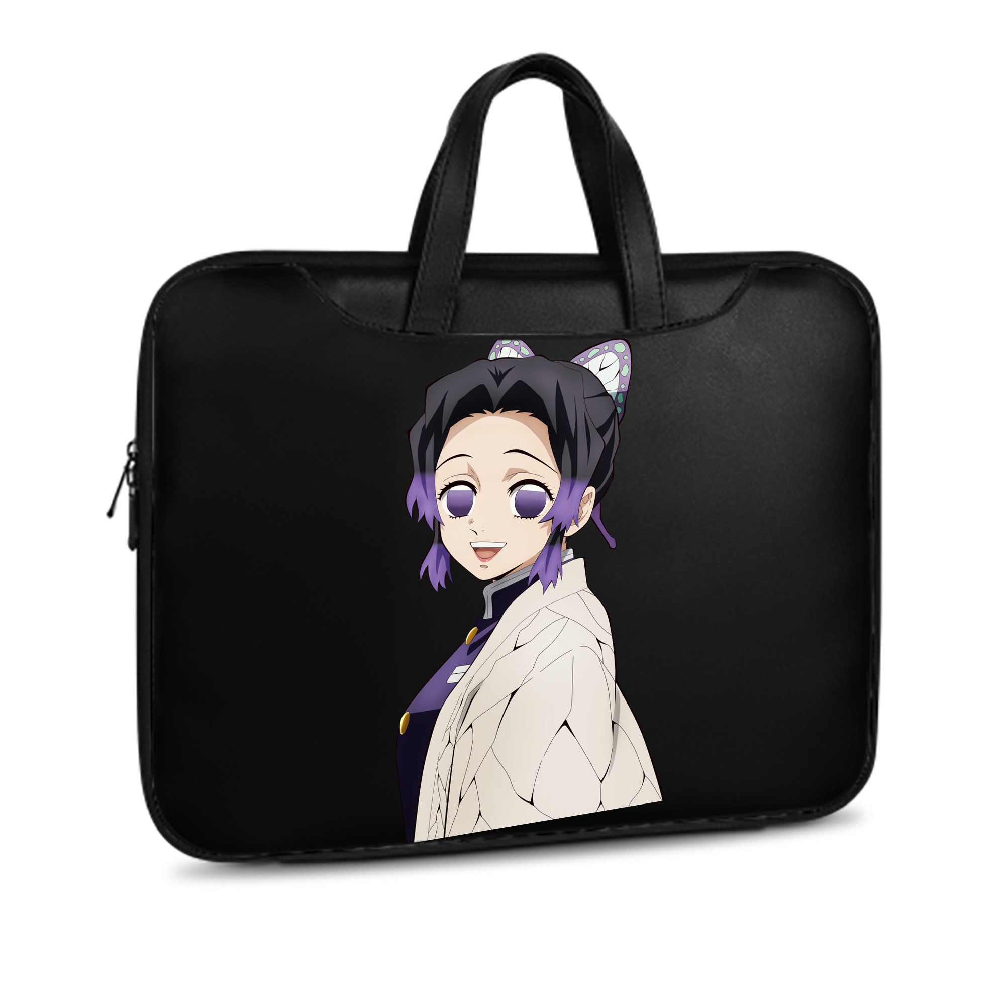 （画像用） 鬼滅の刃（きめつのやいば）蟲柱-胡蝶 しのぶ／こちょう しのぶ Kochou Shinobu レザーラップトップバッグ　ノートパソコンケース