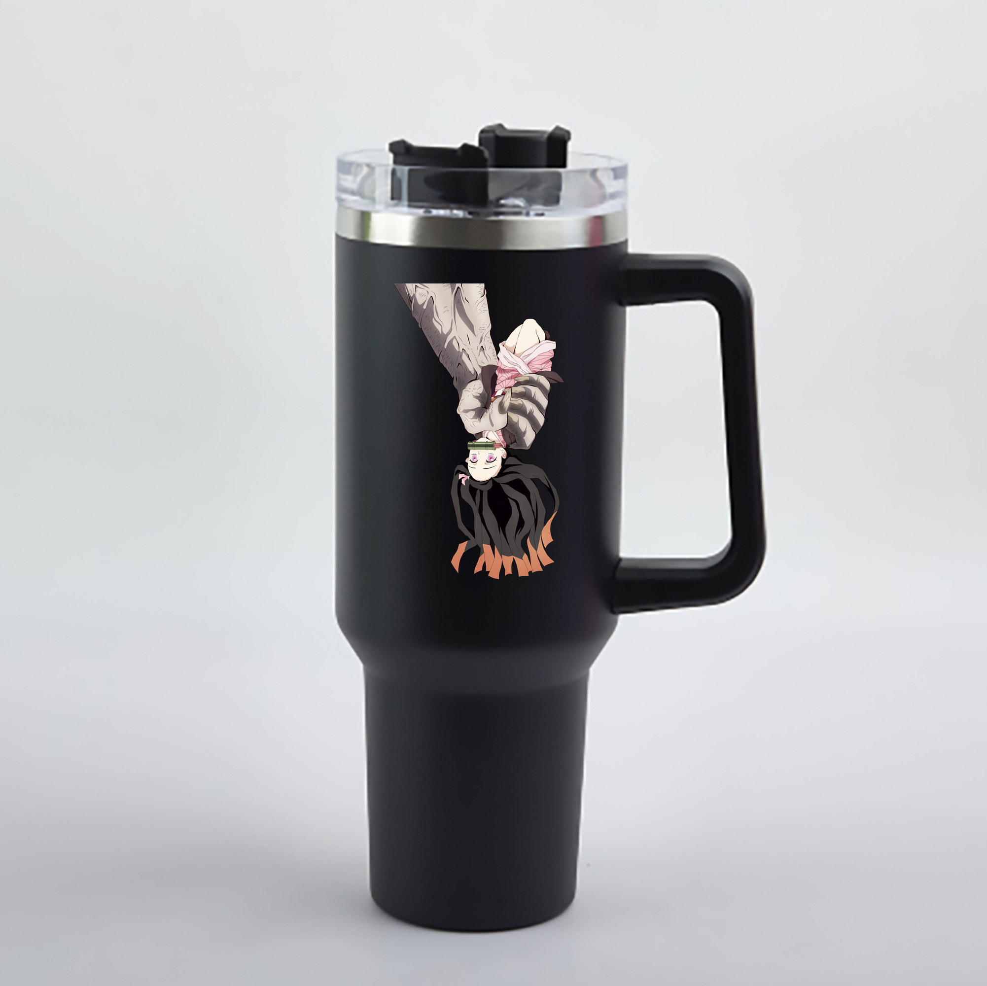 （画像用） 鬼滅の刃（きめつのやいば）竈門 禰󠄀豆子／かまど ねずこ Kamado Nezuko 1200mL車用タンブラー - クリスタルステッカー（プラスチックストロー付き）