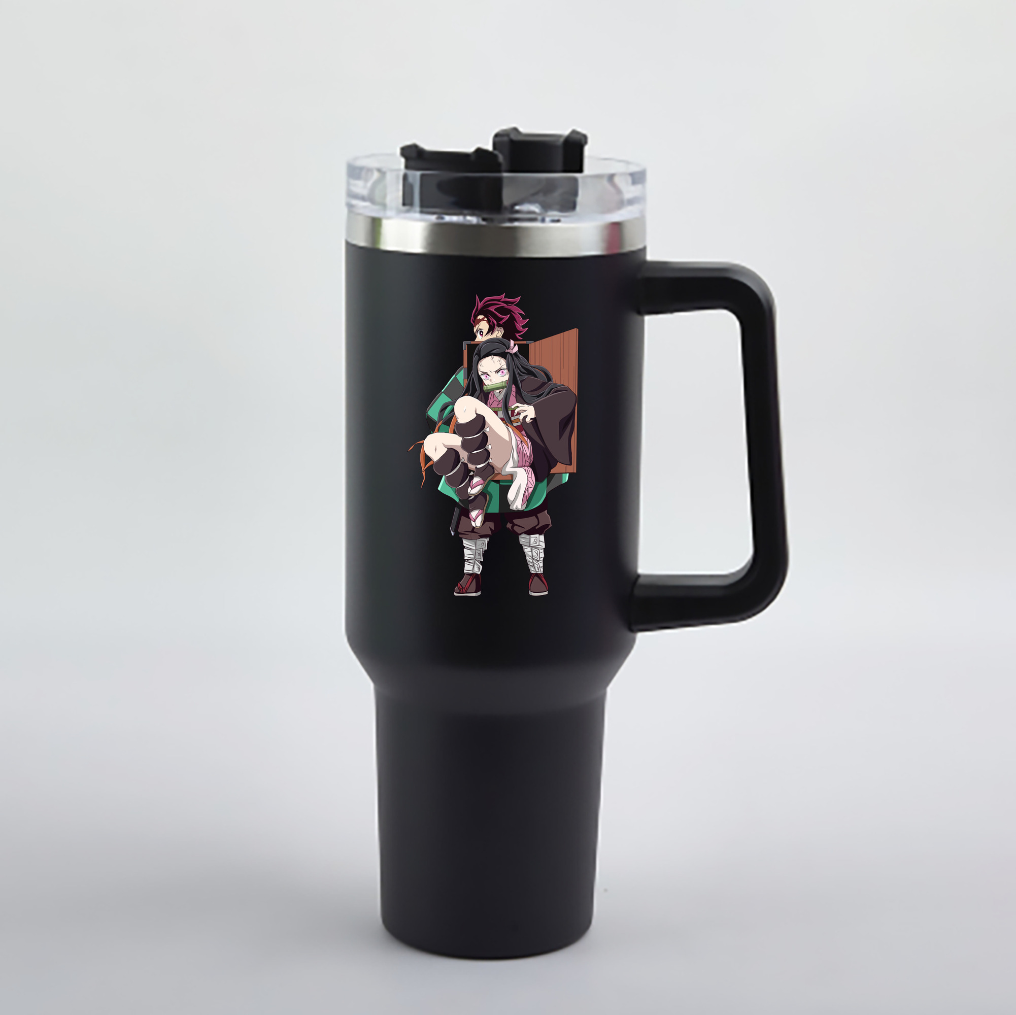 （画像用） 鬼滅の刃（きめつのやいば）竈門 禰󠄀豆子／かまど ねずこ Kamado Nezuko 1200mL車用タンブラー - クリスタルステッカー（プラスチックストロー付き）