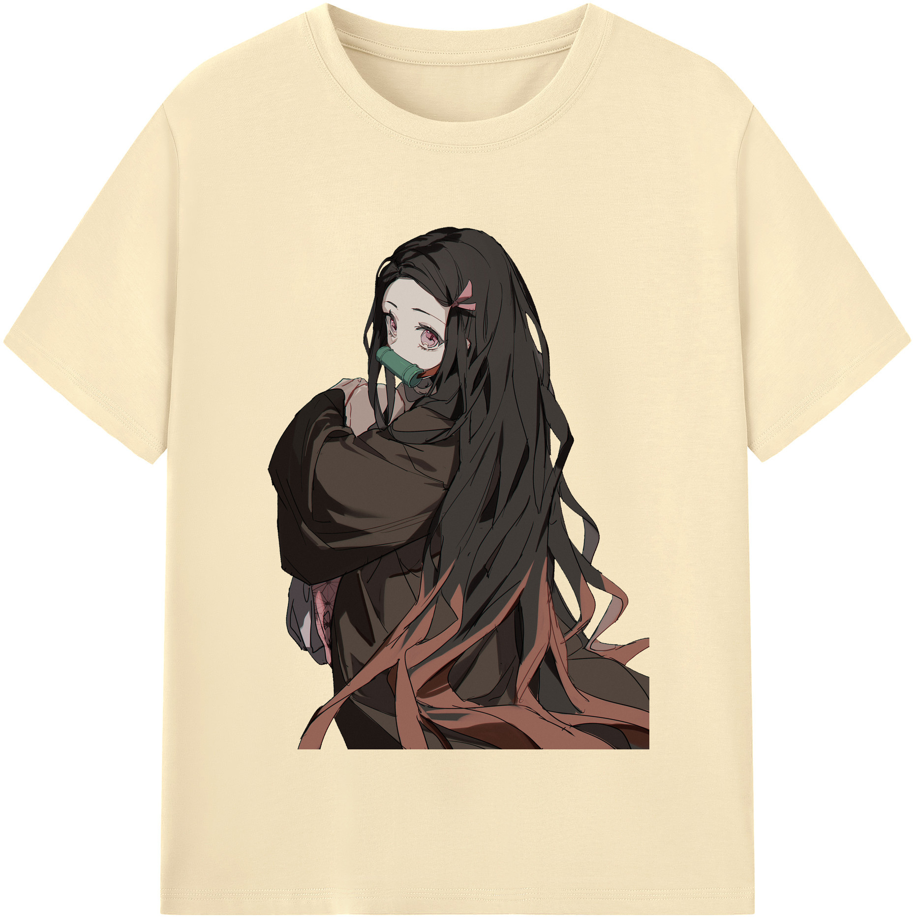 （画像用） 鬼滅の刃（きめつのやいば）竈門 禰󠄀豆子／かまど ねずこ Kamado Nezuko 綿100％半袖Tシャツ（フロントプリント）
