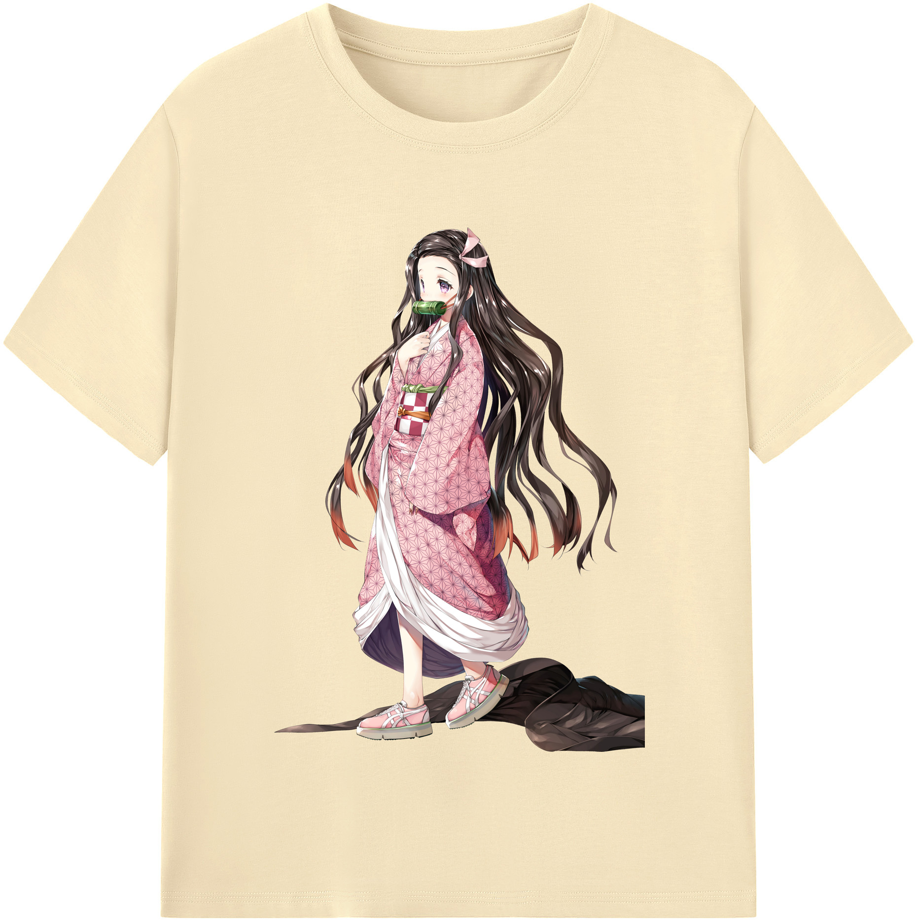 （画像用） 鬼滅の刃（きめつのやいば）竈門 禰󠄀豆子／かまど ねずこ Kamado Nezuko 綿100％半袖Tシャツ（フロントプリント）