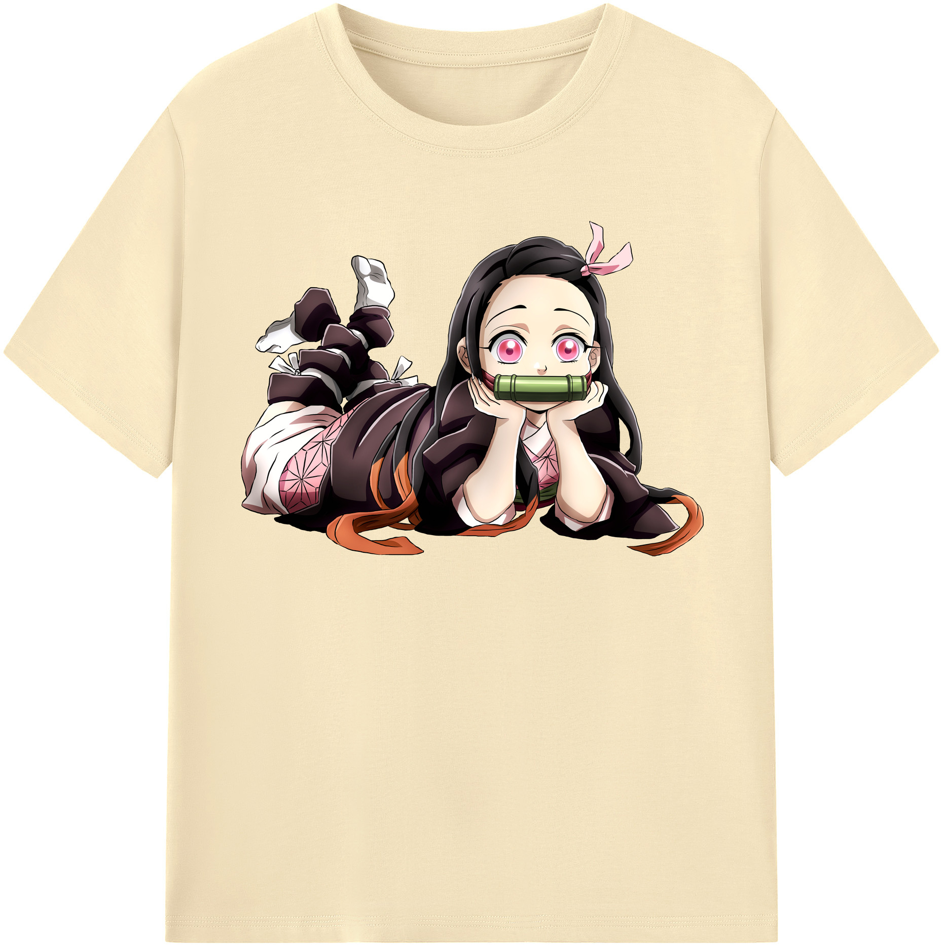 （画像用） 鬼滅の刃（きめつのやいば）竈門 禰󠄀豆子／かまど ねずこ Kamado Nezuko 綿100％半袖Tシャツ（フロントプリント）