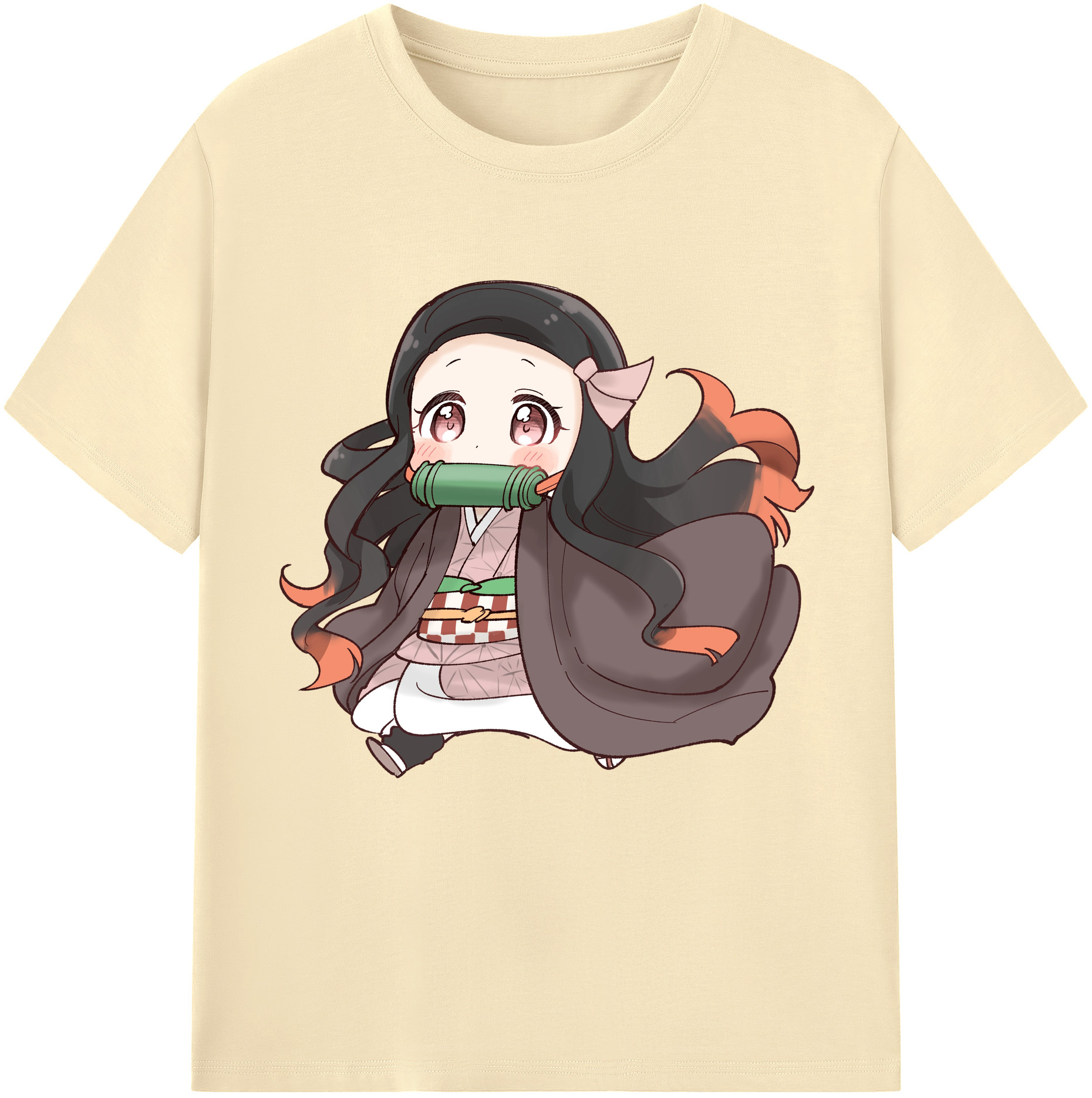 （画像用） 鬼滅の刃（きめつのやいば）竈門 禰󠄀豆子／かまど ねずこ Kamado Nezuko 綿100％半袖Tシャツ（フロントプリント）