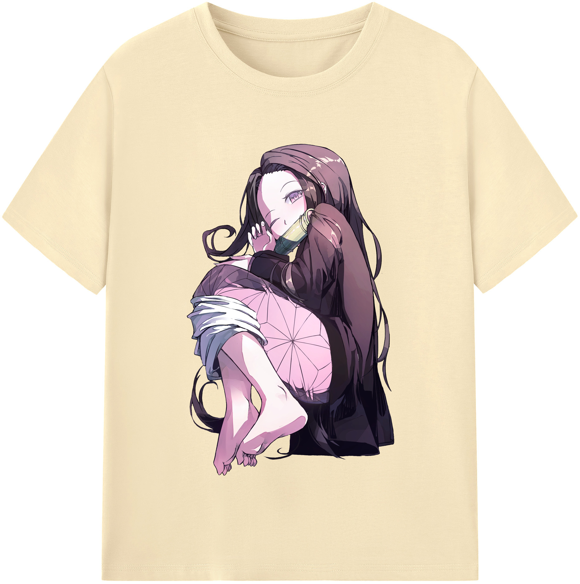 （画像用） 鬼滅の刃（きめつのやいば）竈門 禰󠄀豆子／かまど ねずこ Kamado Nezuko 綿100％半袖Tシャツ（フロントプリント）