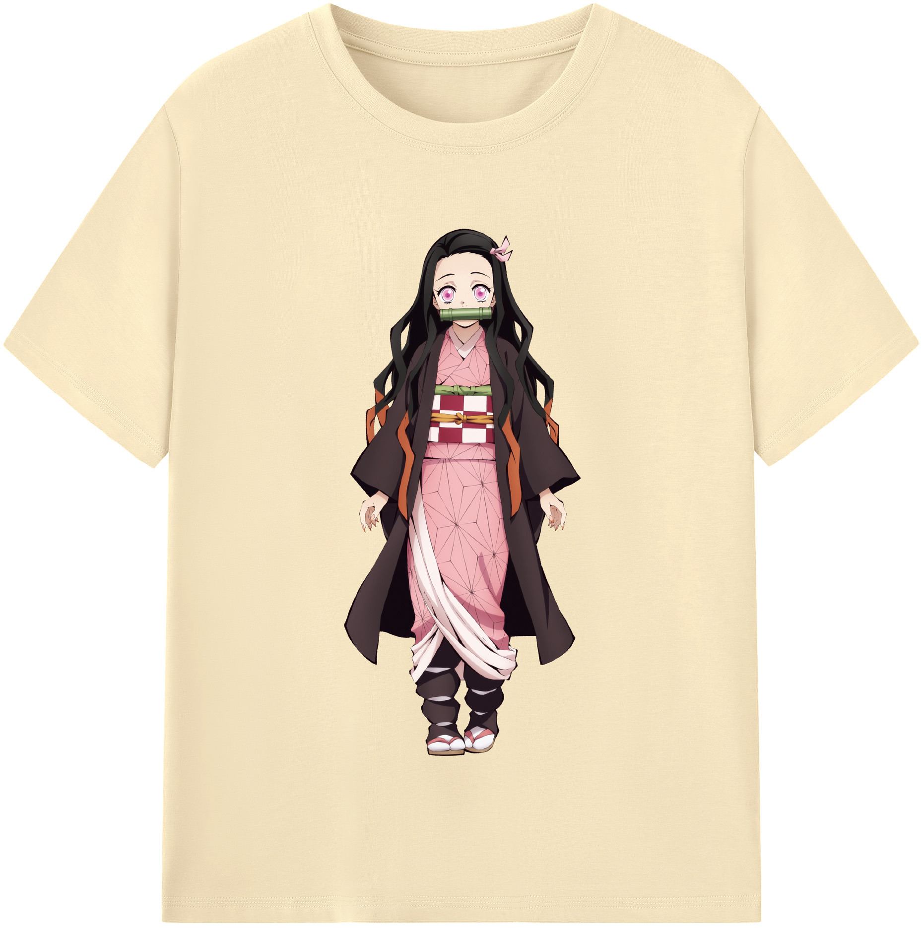 （画像用） 鬼滅の刃（きめつのやいば）竈門 禰󠄀豆子／かまど ねずこ Kamado Nezuko 綿100％半袖Tシャツ（フロントプリント）