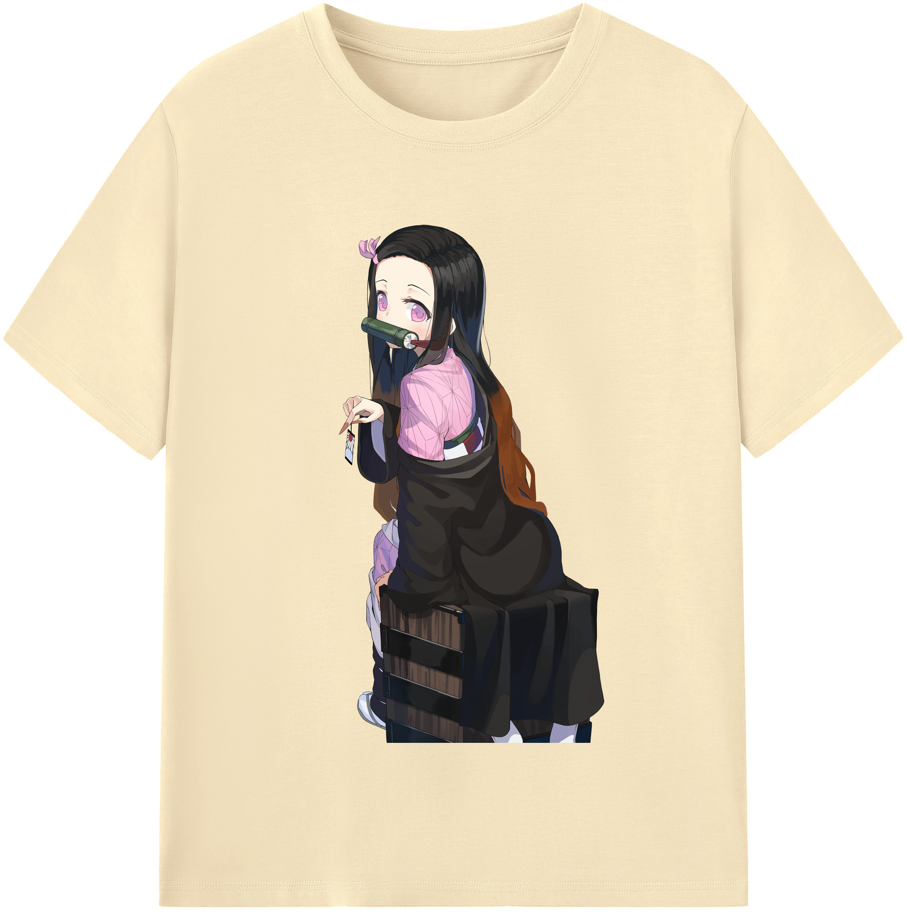 （画像用） 鬼滅の刃（きめつのやいば）竈門 禰󠄀豆子／かまど ねずこ Kamado Nezuko 綿100％半袖Tシャツ（フロントプリント）