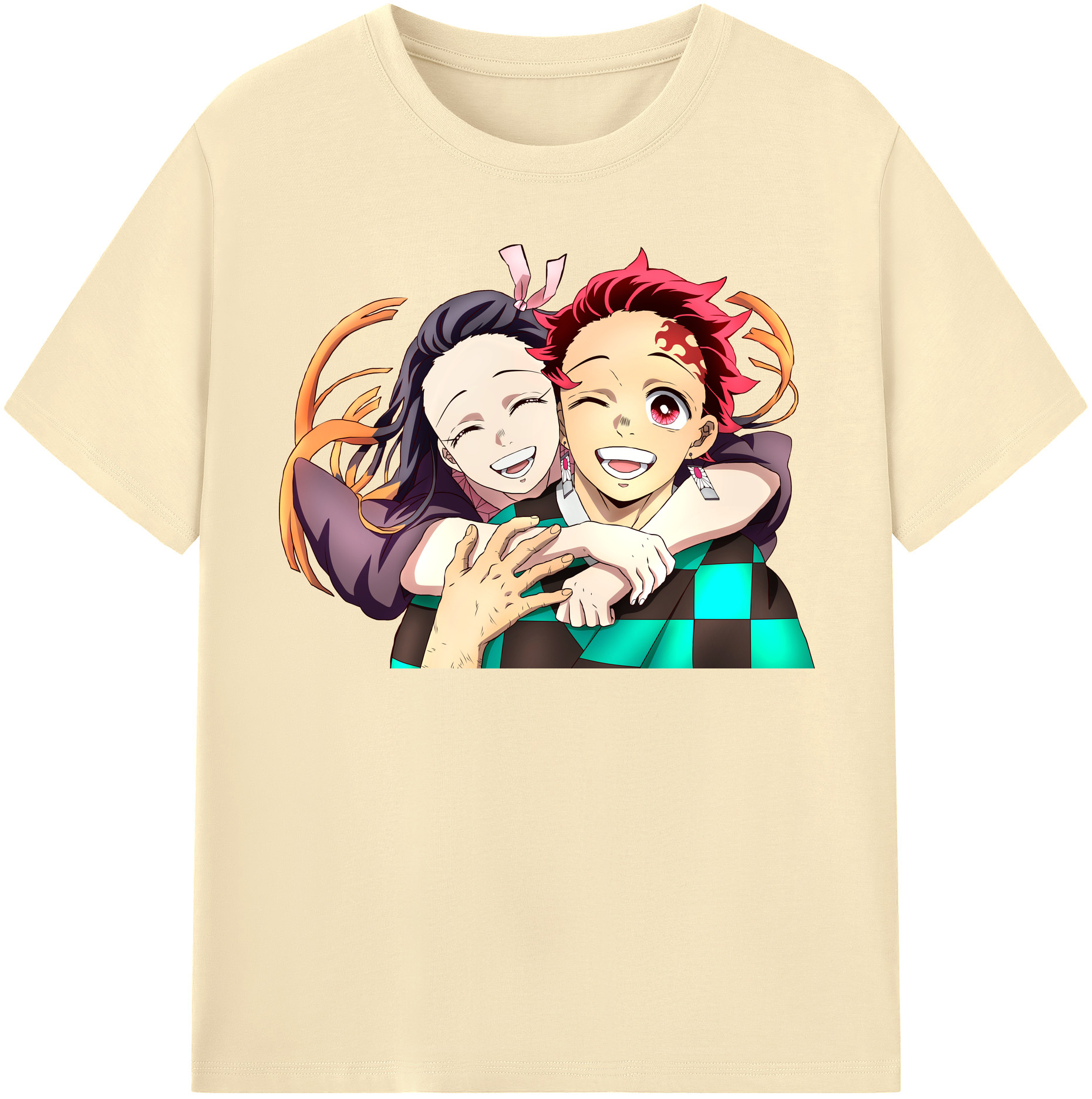 （画像用） 鬼滅の刃（きめつのやいば）竈門 禰󠄀豆子／かまど ねずこ Kamado Nezuko 綿100％半袖Tシャツ（フロントプリント）