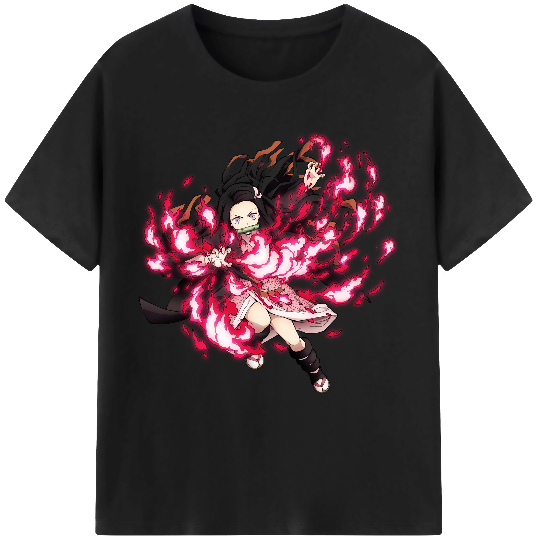 （画像用） 鬼滅の刃（きめつのやいば）竈門 禰󠄀豆子／かまど ねずこ Kamado Nezuko 綿100％半袖Tシャツ（フロントプリント）
