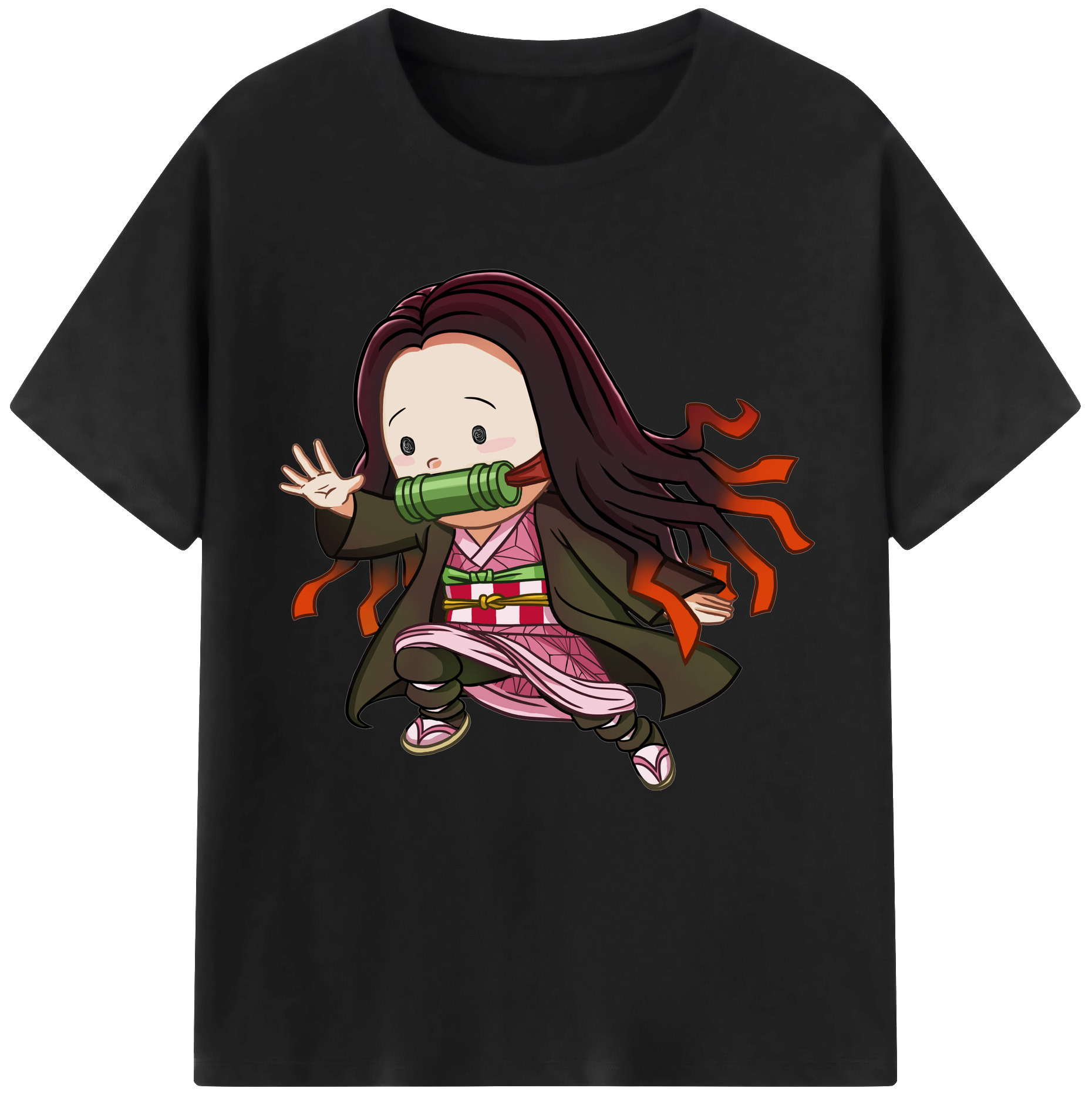 （画像用） 鬼滅の刃（きめつのやいば）竈門 禰󠄀豆子／かまど ねずこ Kamado Nezuko 綿100％半袖Tシャツ（フロントプリント）