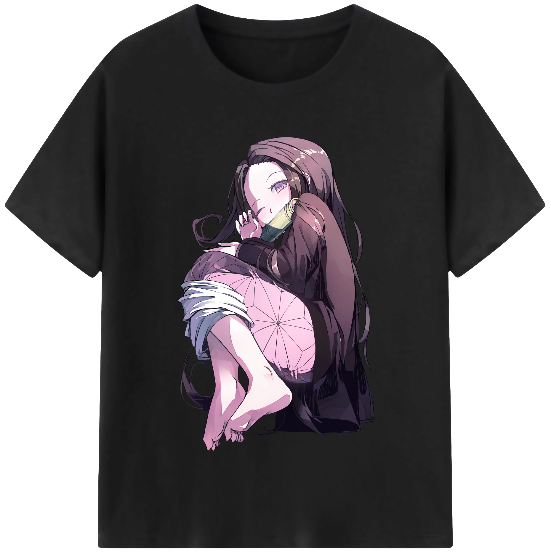 （画像用） 鬼滅の刃（きめつのやいば）竈門 禰󠄀豆子／かまど ねずこ Kamado Nezuko 綿100％半袖Tシャツ（フロントプリント）