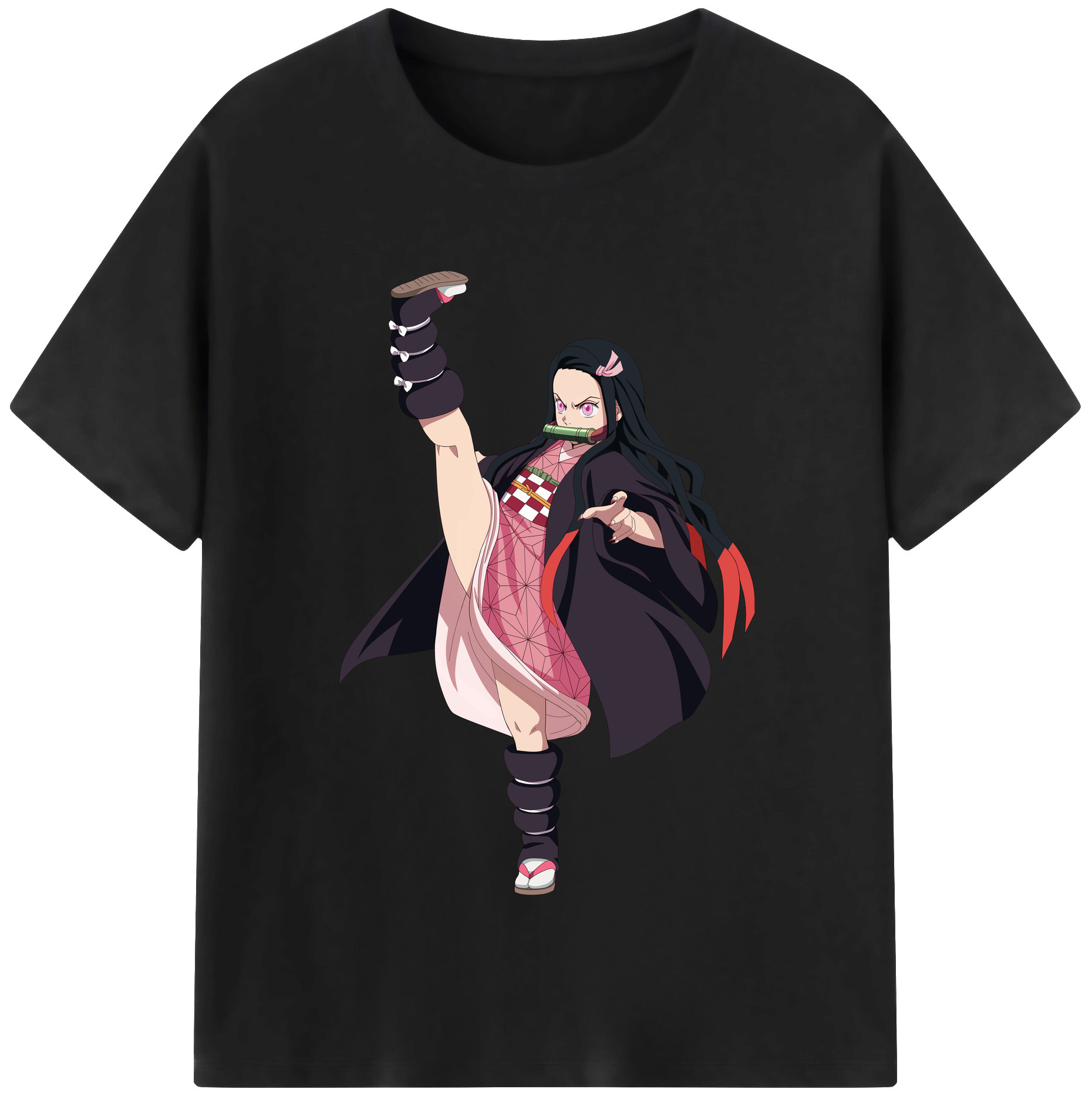 （画像用） 鬼滅の刃（きめつのやいば）竈門 禰󠄀豆子／かまど ねずこ Kamado Nezuko 綿100％半袖Tシャツ（フロントプリント）