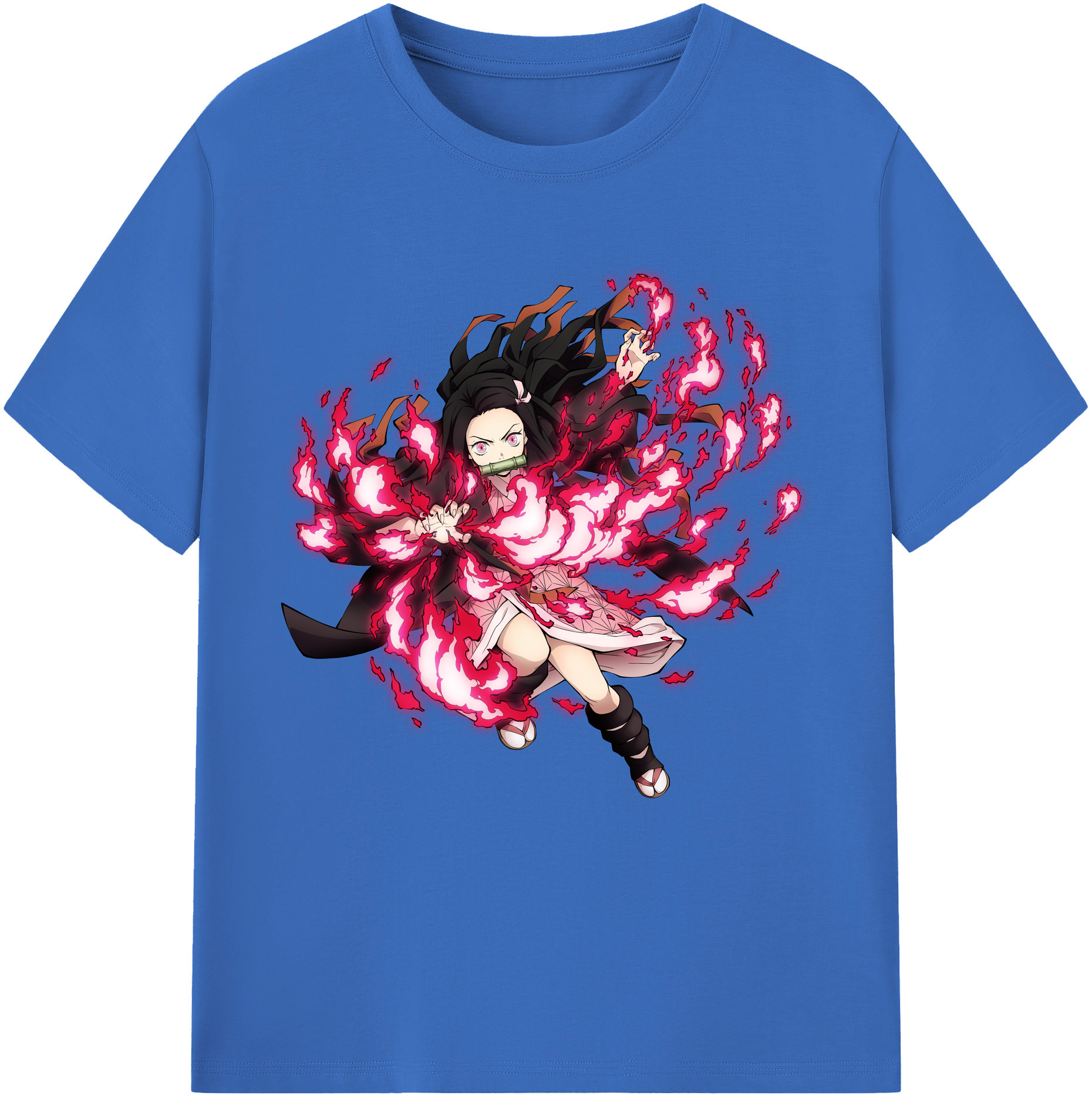 （画像用） 鬼滅の刃（きめつのやいば）竈門 禰󠄀豆子／かまど ねずこ Kamado Nezuko 綿100％半袖Tシャツ（フロントプリント）