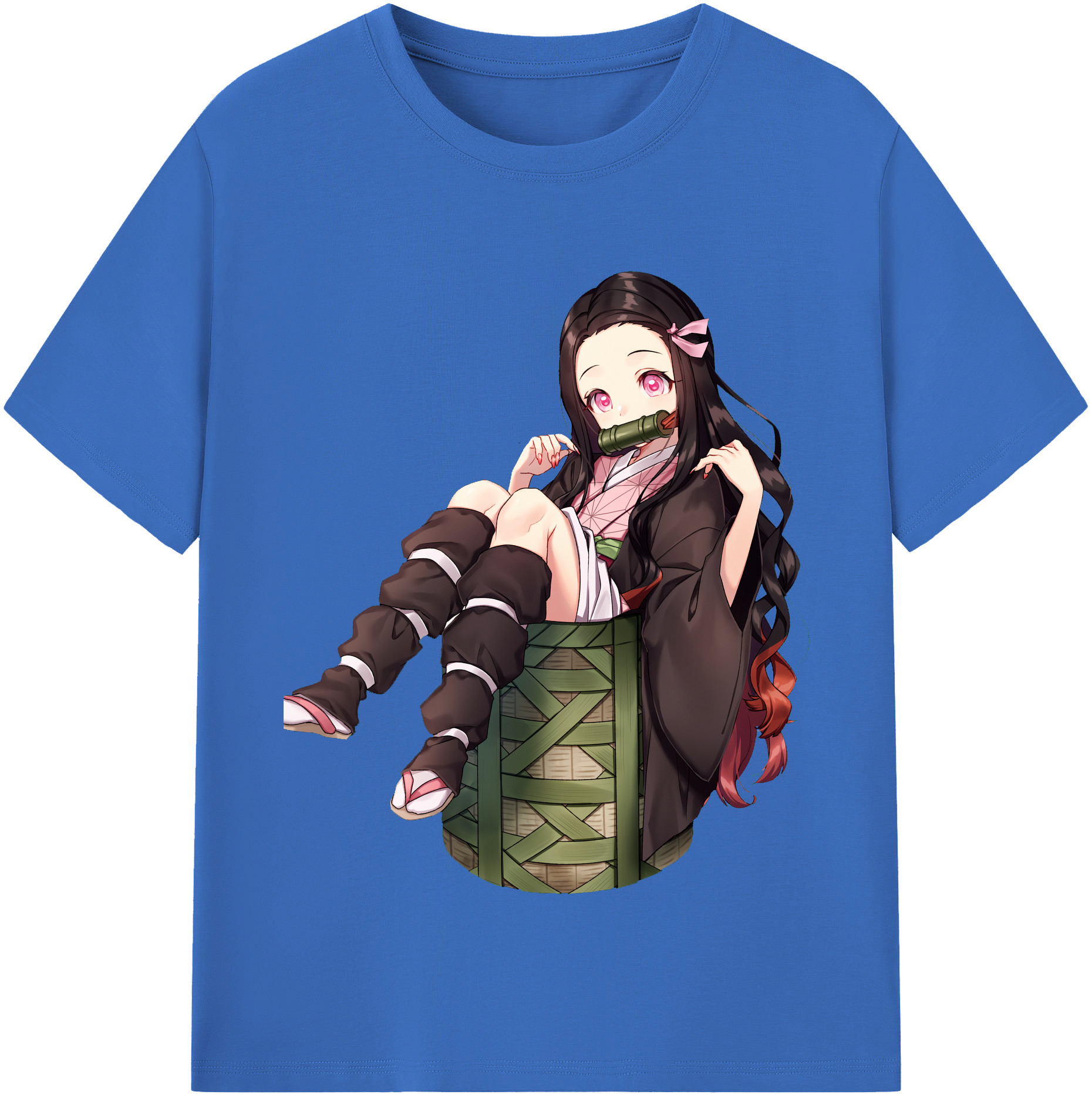 （画像用） 鬼滅の刃（きめつのやいば）竈門 禰󠄀豆子／かまど ねずこ Kamado Nezuko 綿100％半袖Tシャツ（フロントプリント）