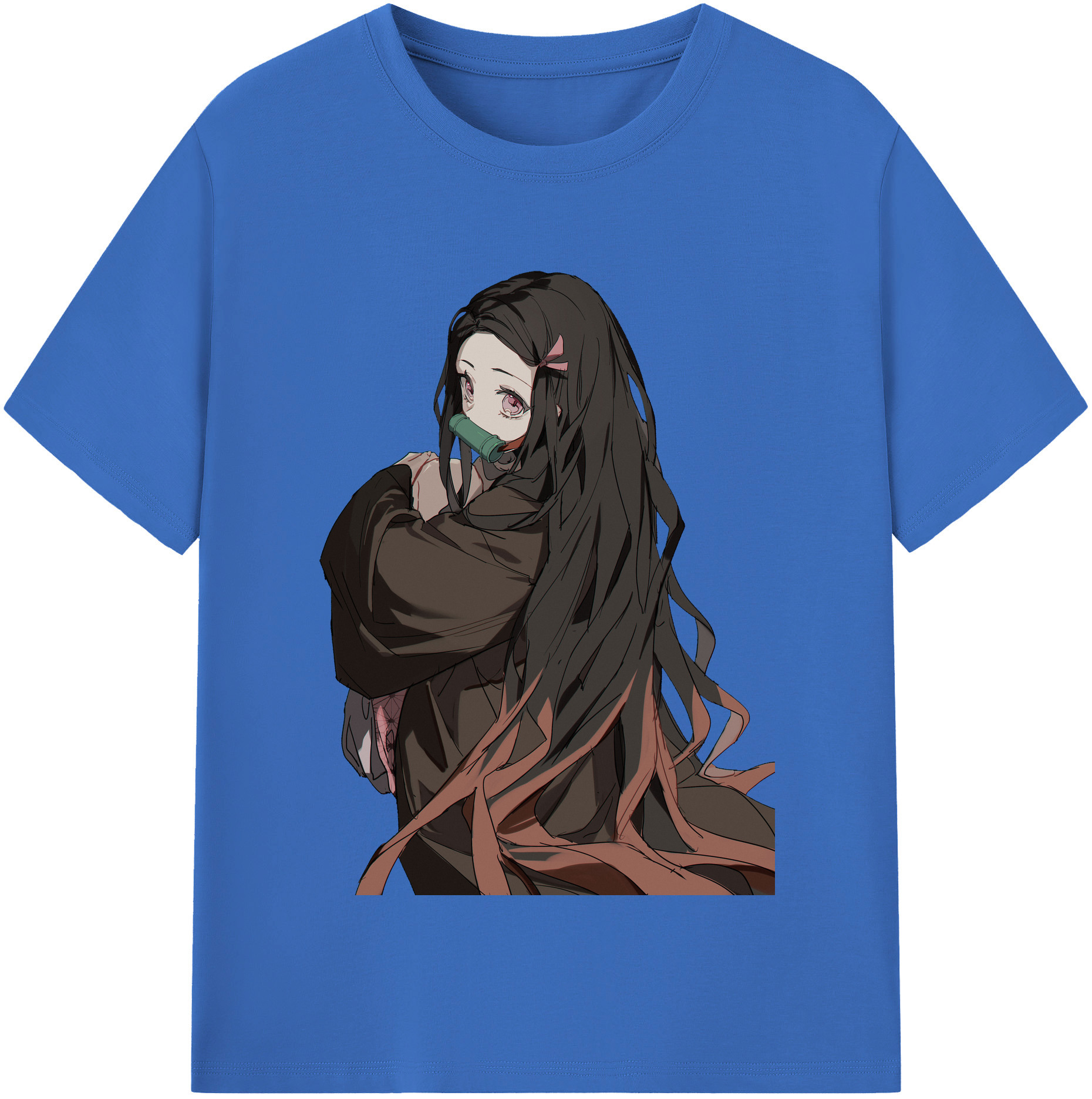 （画像用） 鬼滅の刃（きめつのやいば）竈門 禰󠄀豆子／かまど ねずこ Kamado Nezuko 綿100％半袖Tシャツ（フロントプリント）