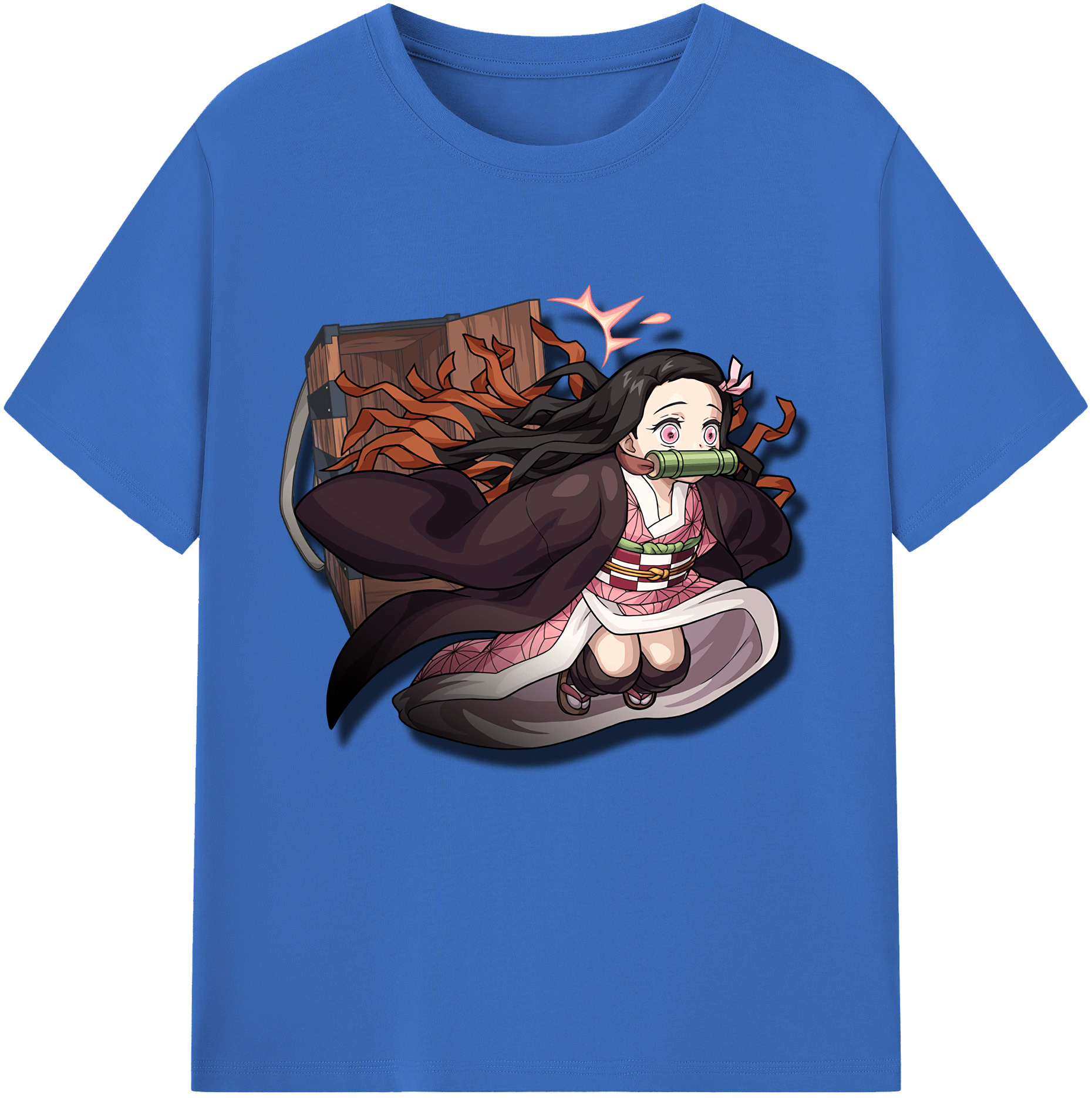 （画像用） 鬼滅の刃（きめつのやいば）竈門 禰󠄀豆子／かまど ねずこ Kamado Nezuko 綿100％半袖Tシャツ（フロントプリント）