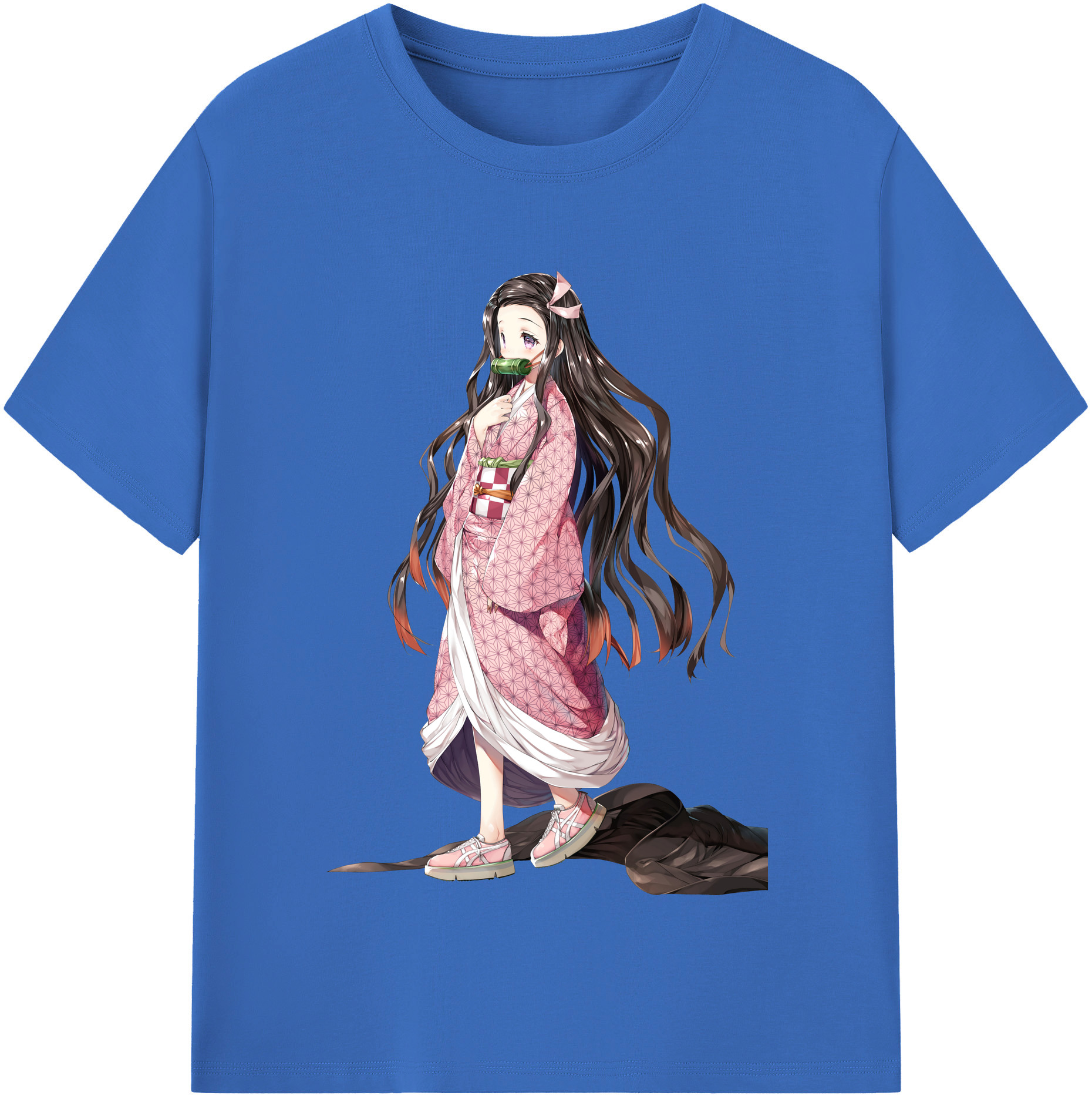 （画像用） 鬼滅の刃（きめつのやいば）竈門 禰󠄀豆子／かまど ねずこ Kamado Nezuko 綿100％半袖Tシャツ（フロントプリント）