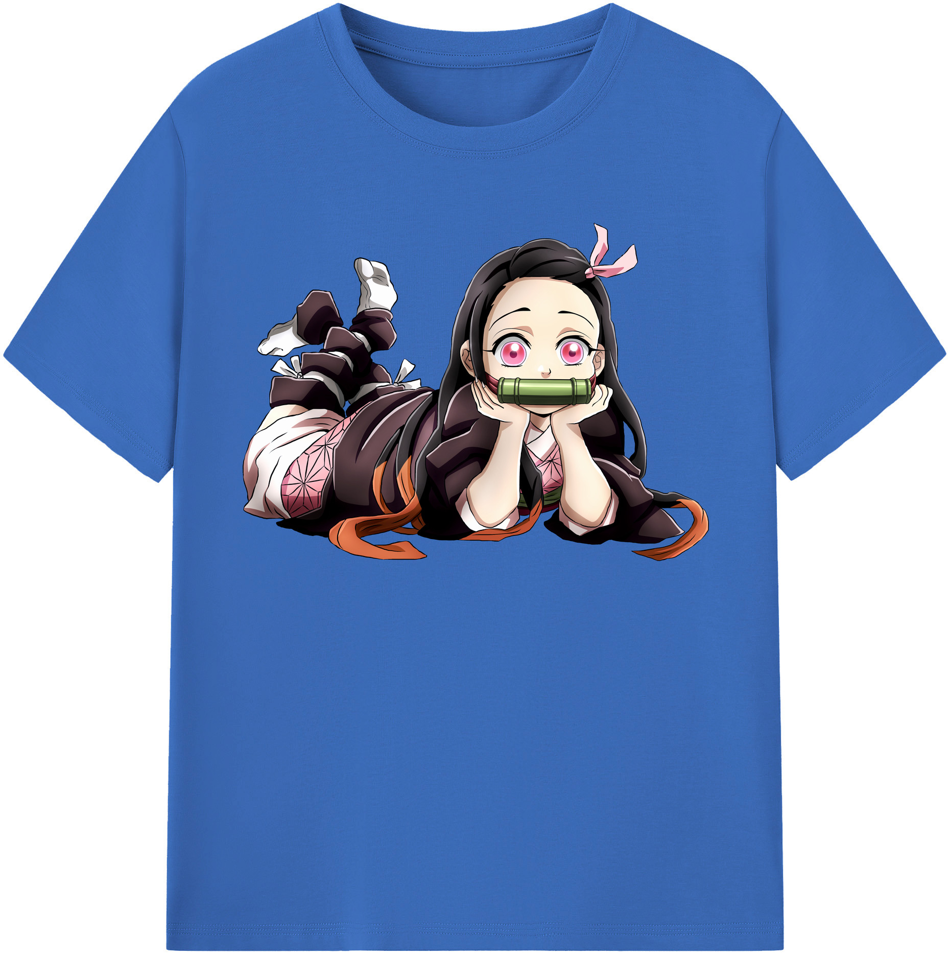 （画像用） 鬼滅の刃（きめつのやいば）竈門 禰󠄀豆子／かまど ねずこ Kamado Nezuko 綿100％半袖Tシャツ（フロントプリント）