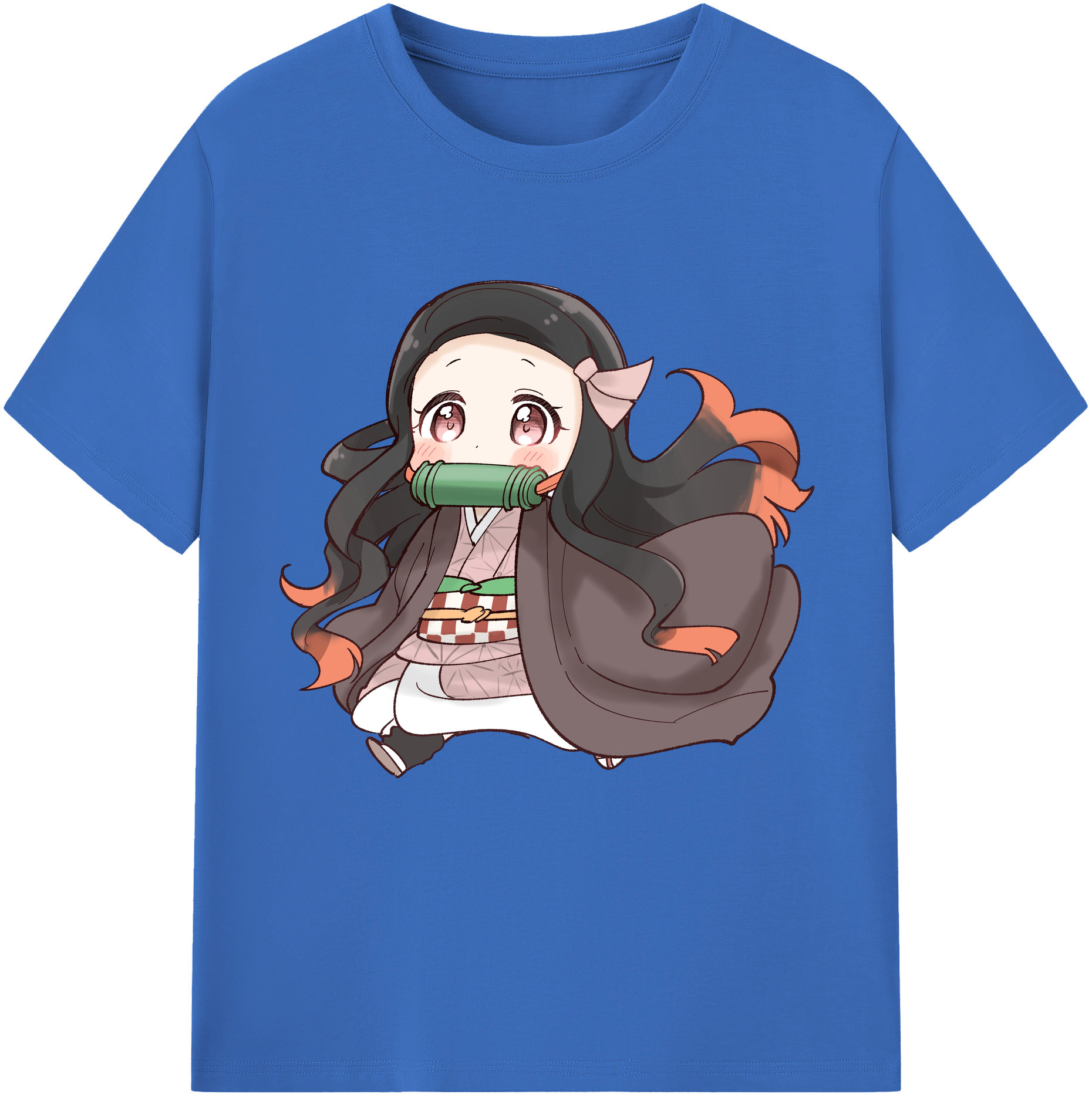（画像用） 鬼滅の刃（きめつのやいば）竈門 禰󠄀豆子／かまど ねずこ Kamado Nezuko 綿100％半袖Tシャツ（フロントプリント）