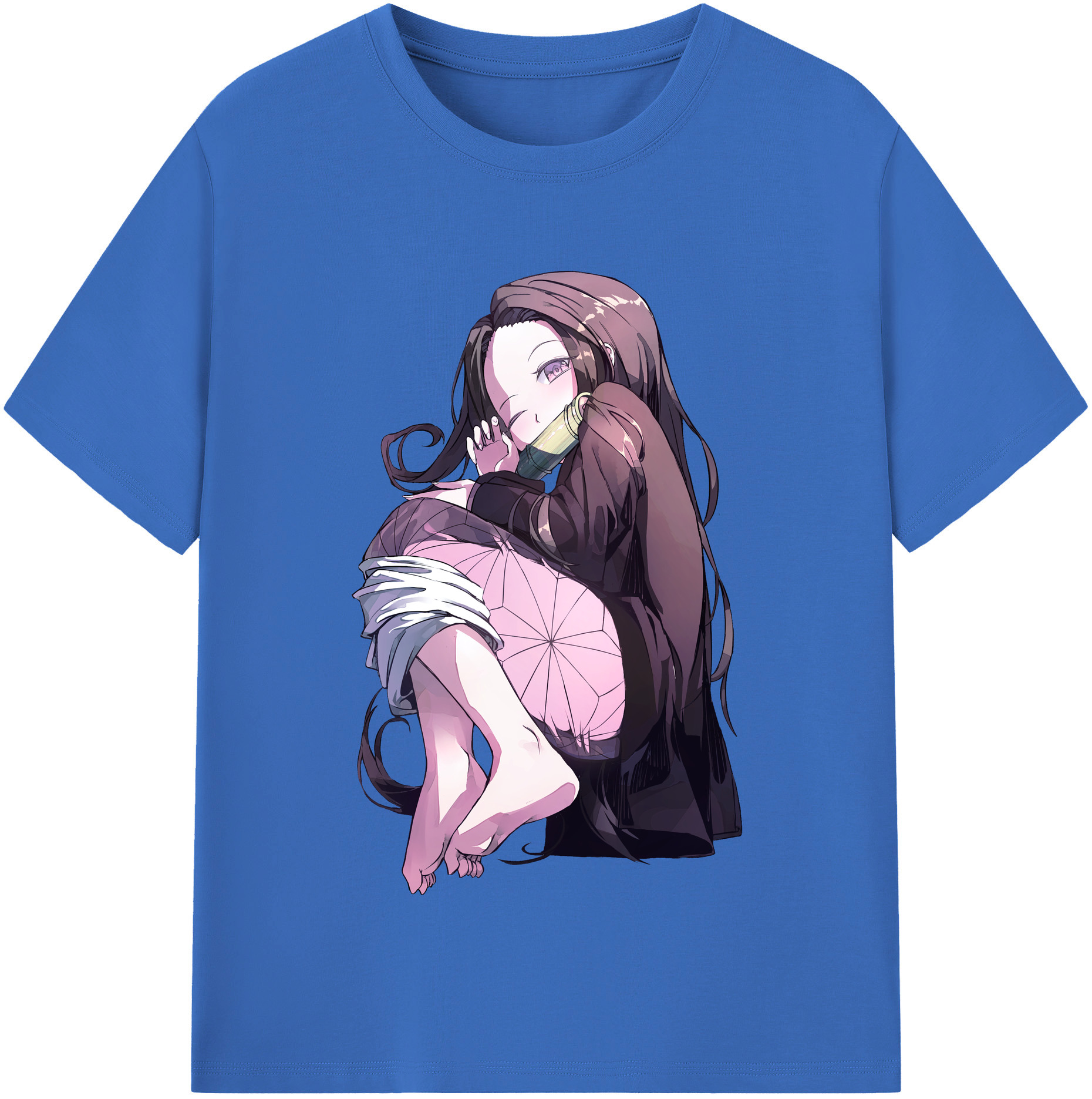 （画像用） 鬼滅の刃（きめつのやいば）竈門 禰󠄀豆子／かまど ねずこ Kamado Nezuko 綿100％半袖Tシャツ（フロントプリント）