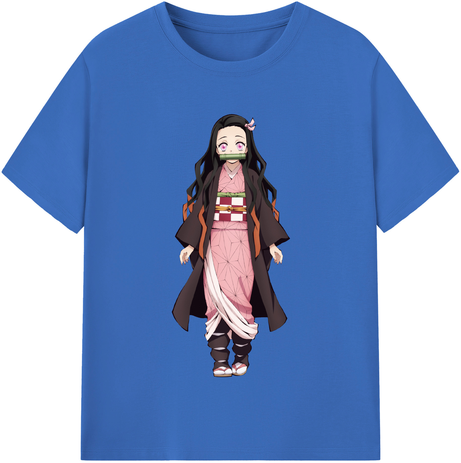 （画像用） 鬼滅の刃（きめつのやいば）竈門 禰󠄀豆子／かまど ねずこ Kamado Nezuko 綿100％半袖Tシャツ（フロントプリント）