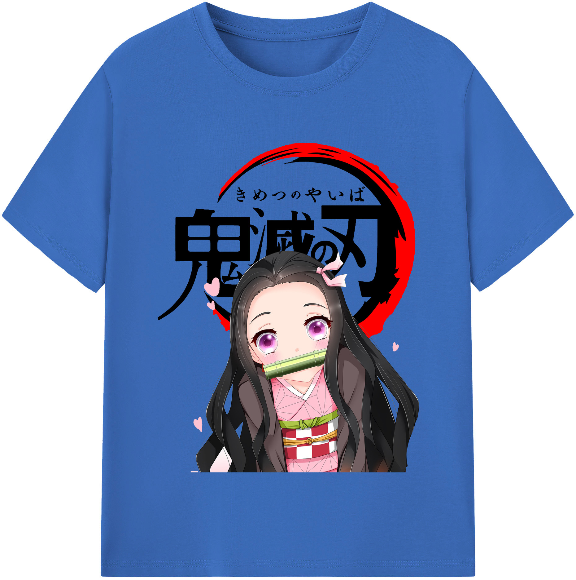 （画像用） 鬼滅の刃（きめつのやいば）竈門 禰󠄀豆子／かまど ねずこ Kamado Nezuko 綿100％半袖Tシャツ（フロントプリント）
