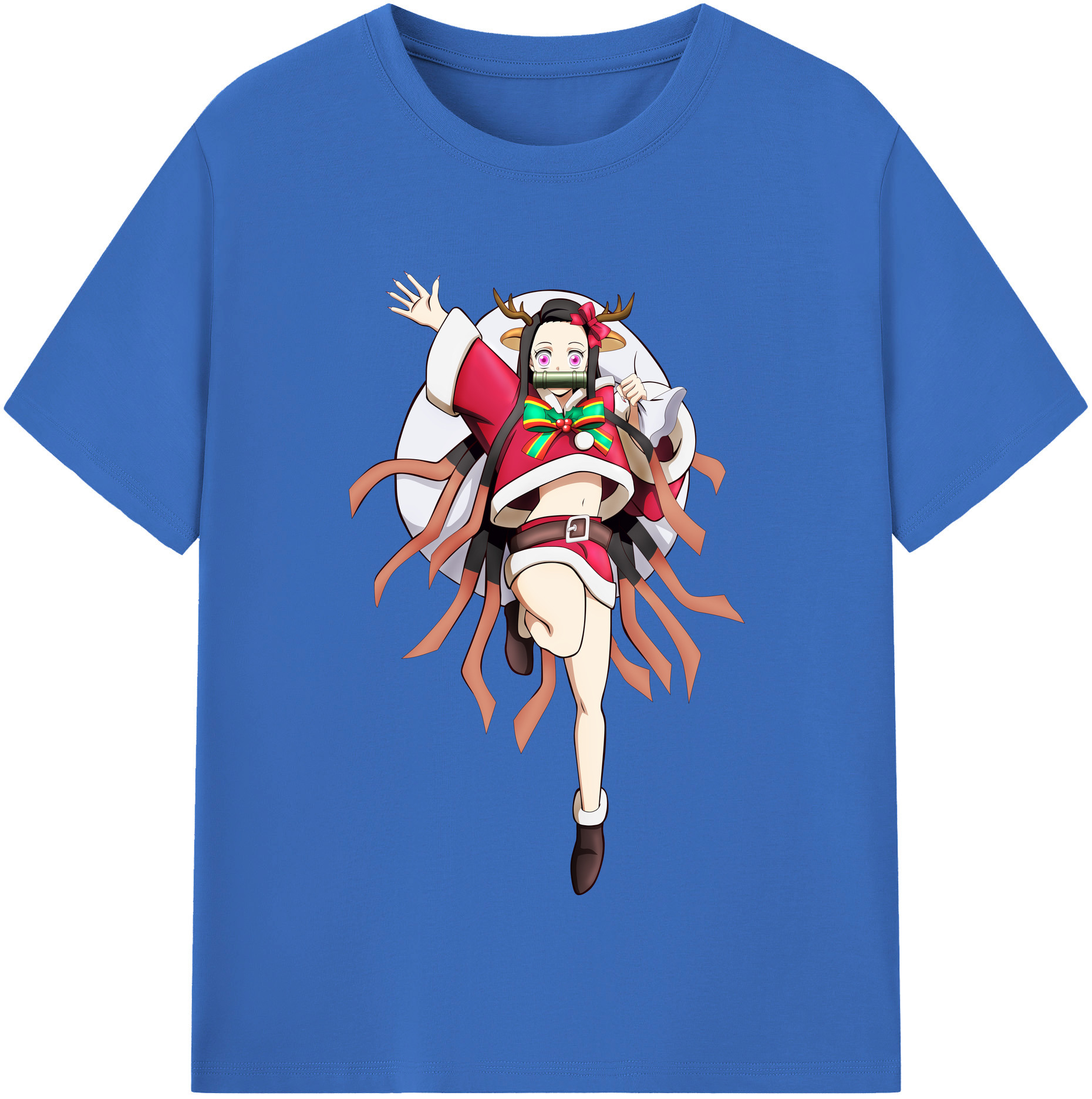 （画像用） 鬼滅の刃（きめつのやいば）竈門 禰󠄀豆子／かまど ねずこ Kamado Nezuko 綿100％半袖Tシャツ（フロントプリント）