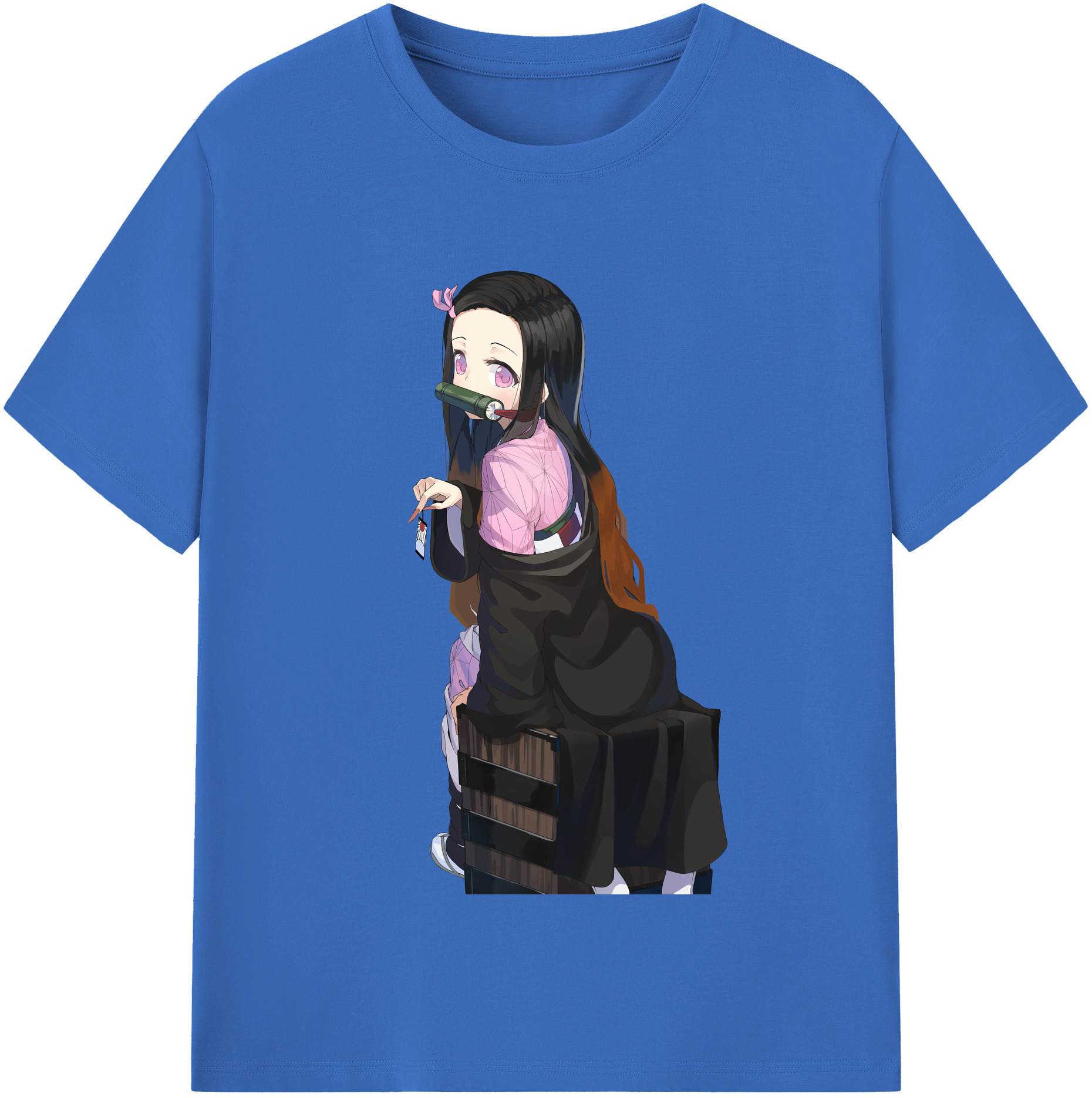 （画像用） 鬼滅の刃（きめつのやいば）竈門 禰󠄀豆子／かまど ねずこ Kamado Nezuko 綿100％半袖Tシャツ（フロントプリント）