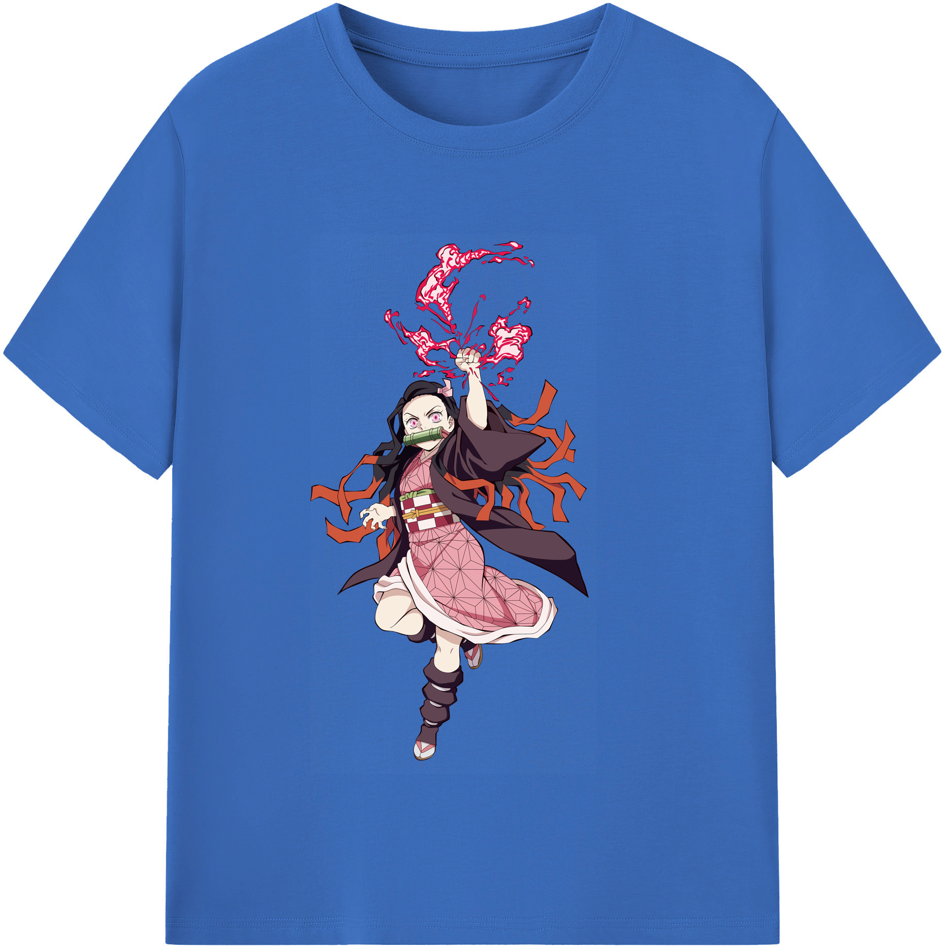 （画像用） 鬼滅の刃（きめつのやいば）竈門 禰󠄀豆子／かまど ねずこ Kamado Nezuko 綿100％半袖Tシャツ（フロントプリント）