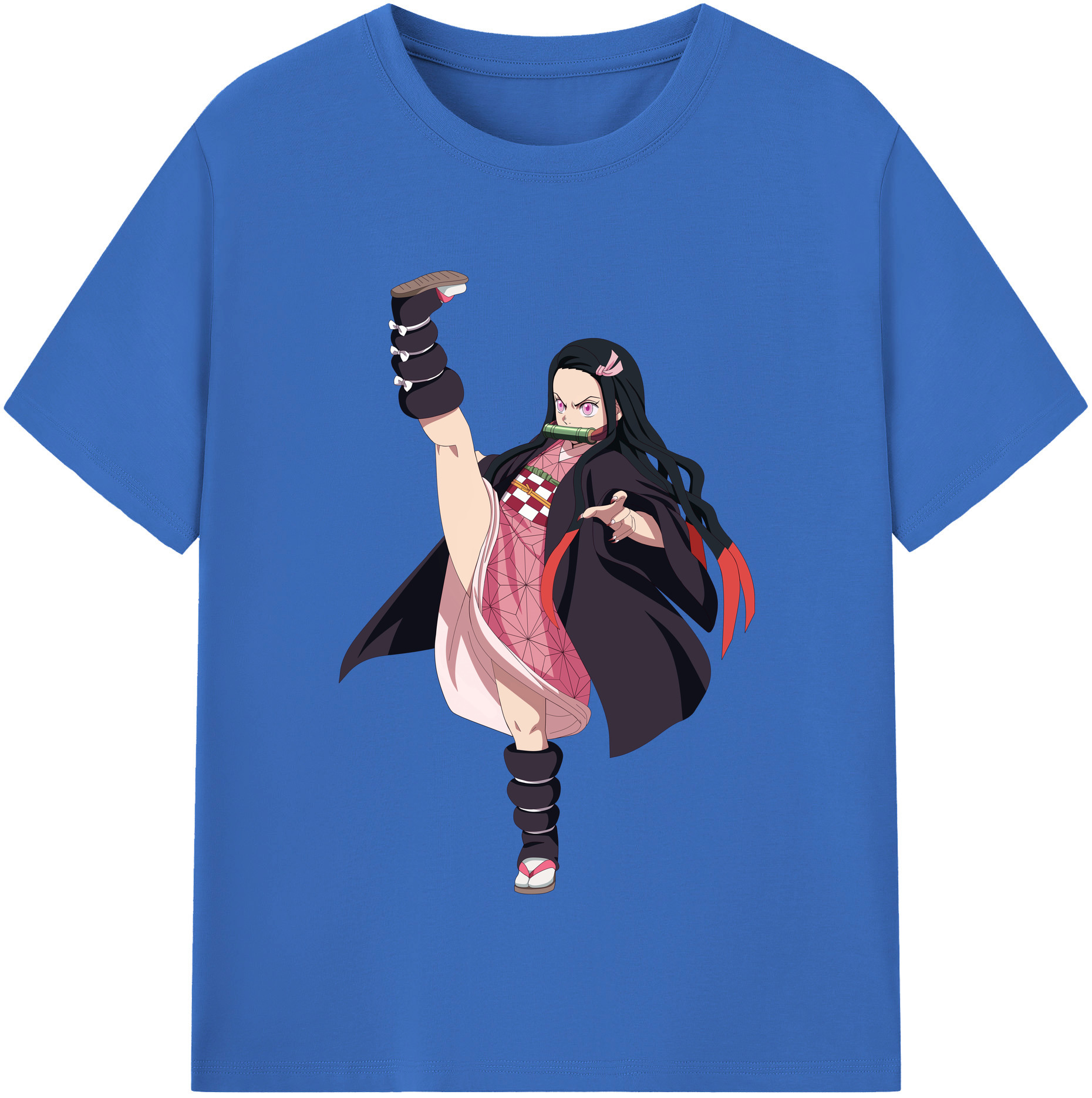 （画像用） 鬼滅の刃（きめつのやいば）竈門 禰󠄀豆子／かまど ねずこ Kamado Nezuko 綿100％半袖Tシャツ（フロントプリント）