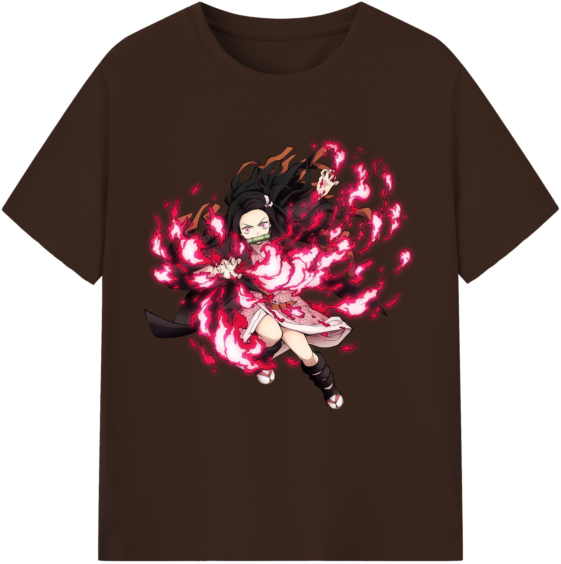 （画像用） 鬼滅の刃（きめつのやいば）竈門 禰󠄀豆子／かまど ねずこ Kamado Nezuko 綿100％半袖Tシャツ（フロントプリント）