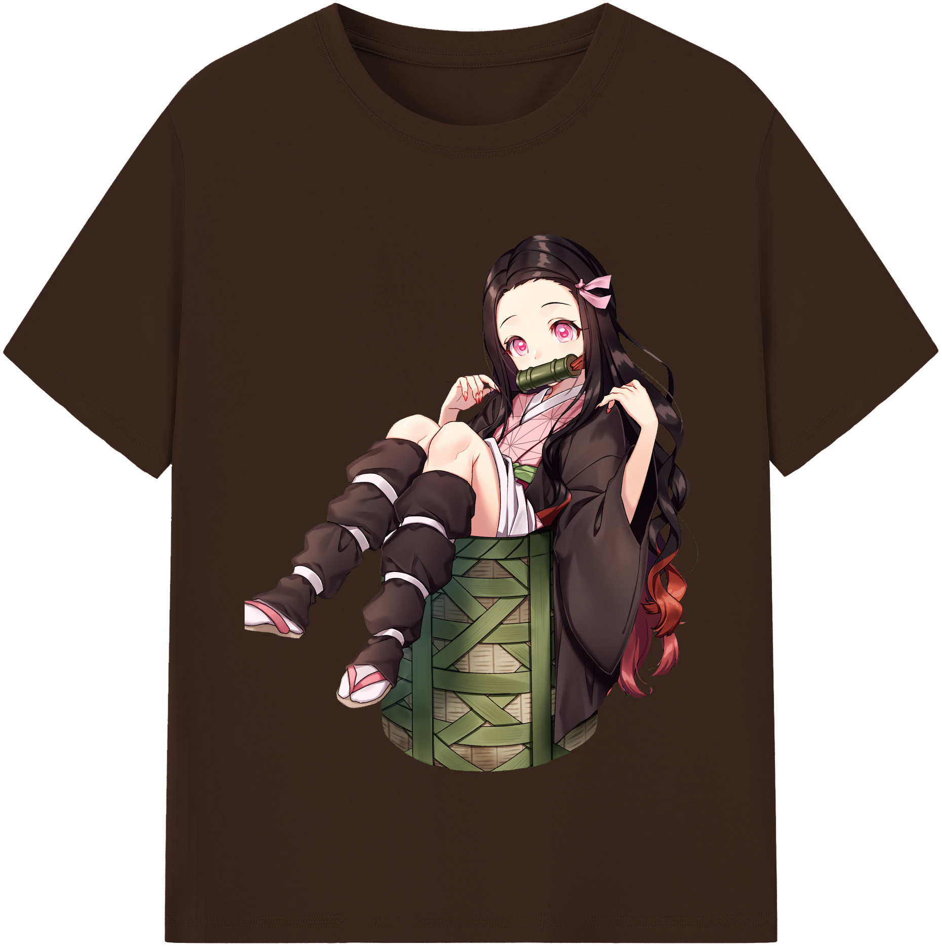 （画像用） 鬼滅の刃（きめつのやいば）竈門 禰󠄀豆子／かまど ねずこ Kamado Nezuko 綿100％半袖Tシャツ（フロントプリント）