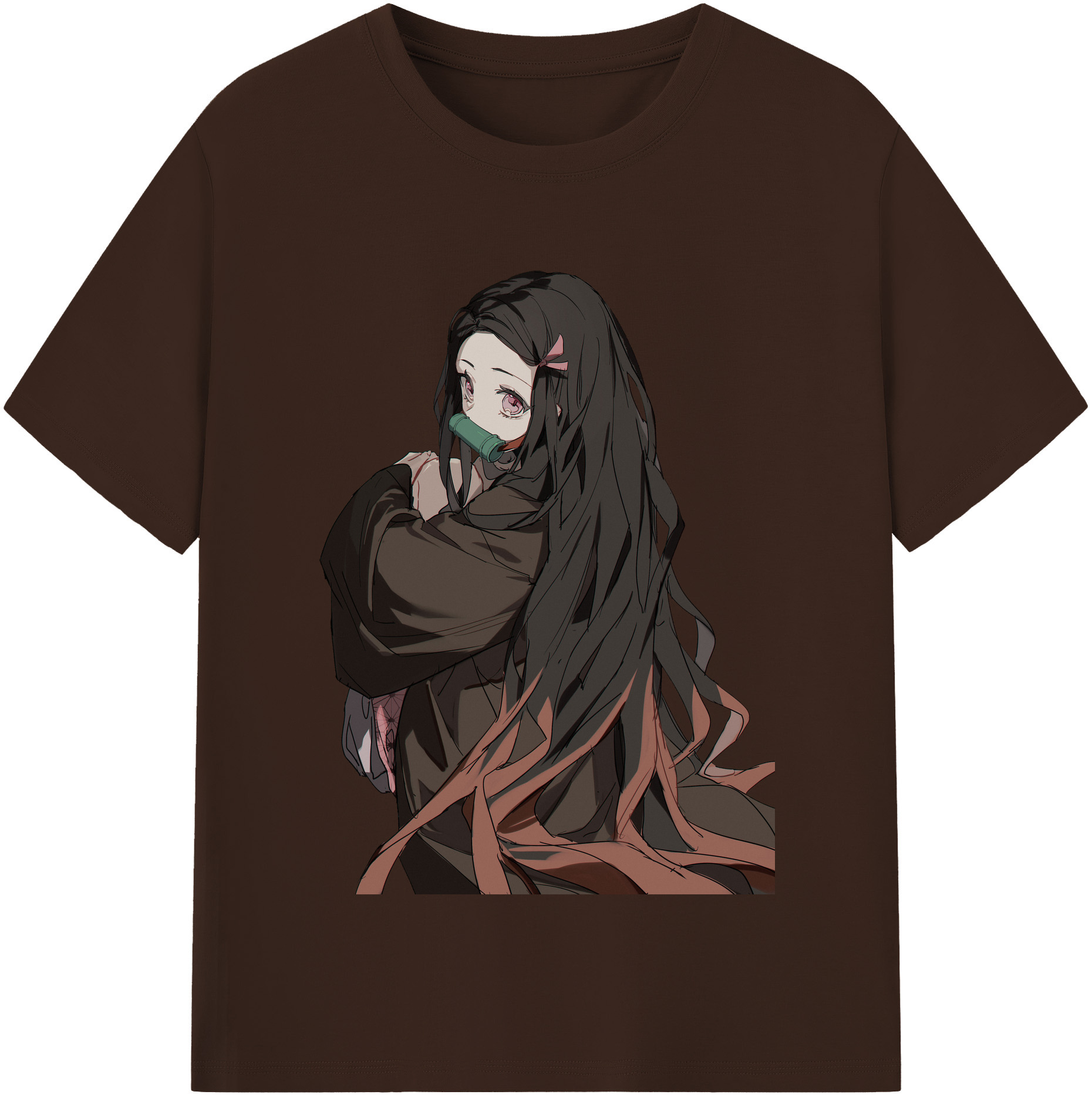 （画像用） 鬼滅の刃（きめつのやいば）竈門 禰󠄀豆子／かまど ねずこ Kamado Nezuko 綿100％半袖Tシャツ（フロントプリント）
